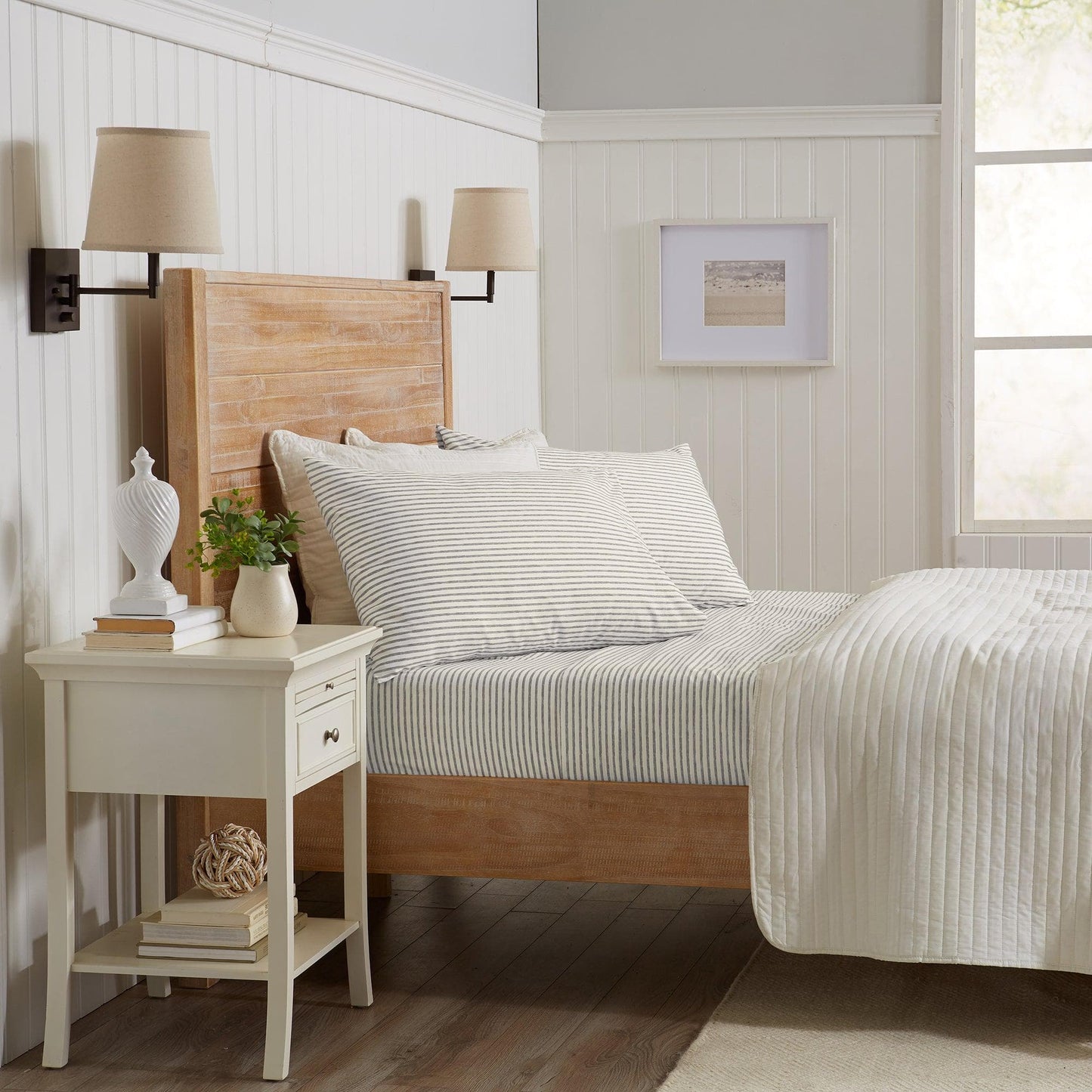 Evette Collection Striped Microfiber Sheet Set with Colorfast Stripes and Easy Care Comfort