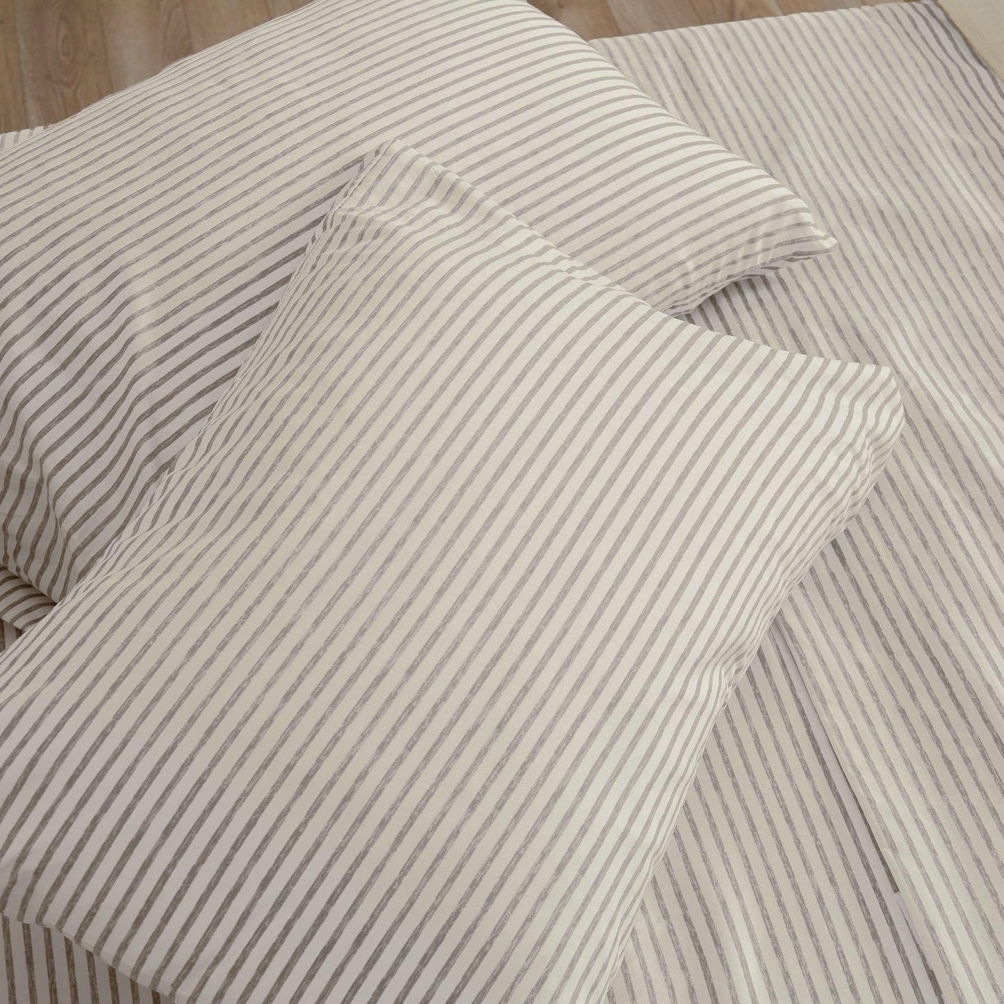 Evette Collection Striped Microfiber Sheet Set with Colorfast Stripes and Easy Care Comfort