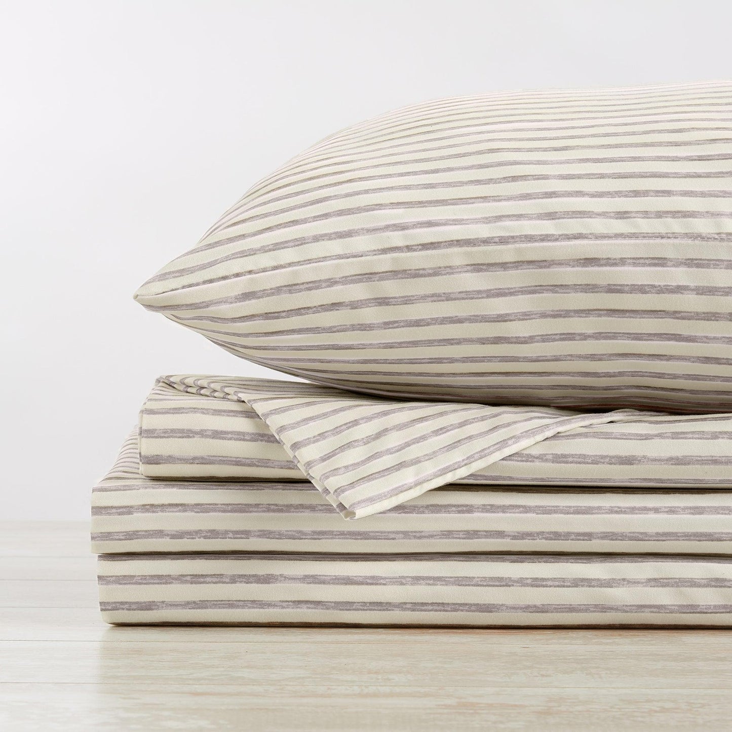Evette Collection Striped Microfiber Sheet Set with Colorfast Stripes and Easy Care Comfort
