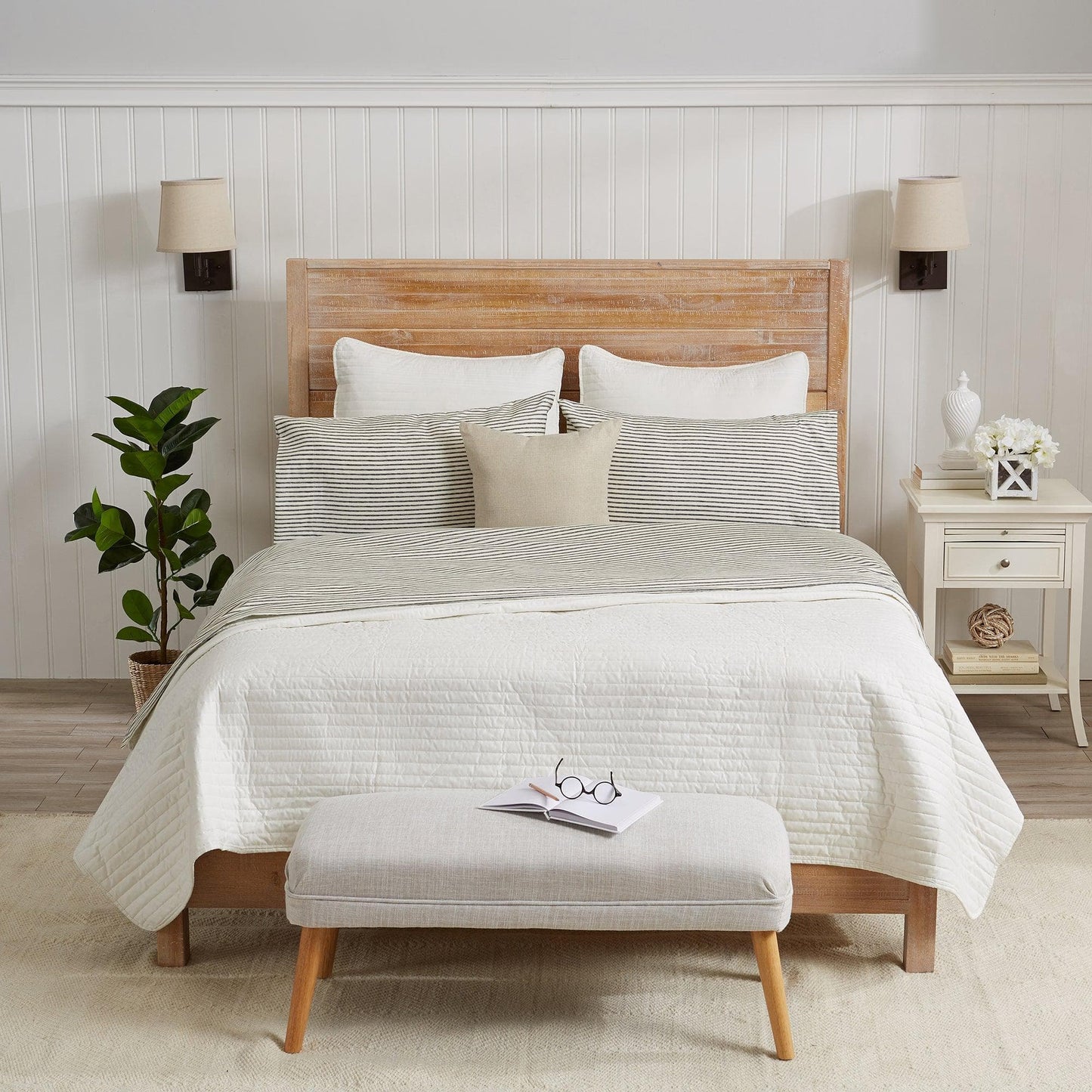 Evette Collection Striped Microfiber Sheet Set with Colorfast Stripes and Easy Care Comfort