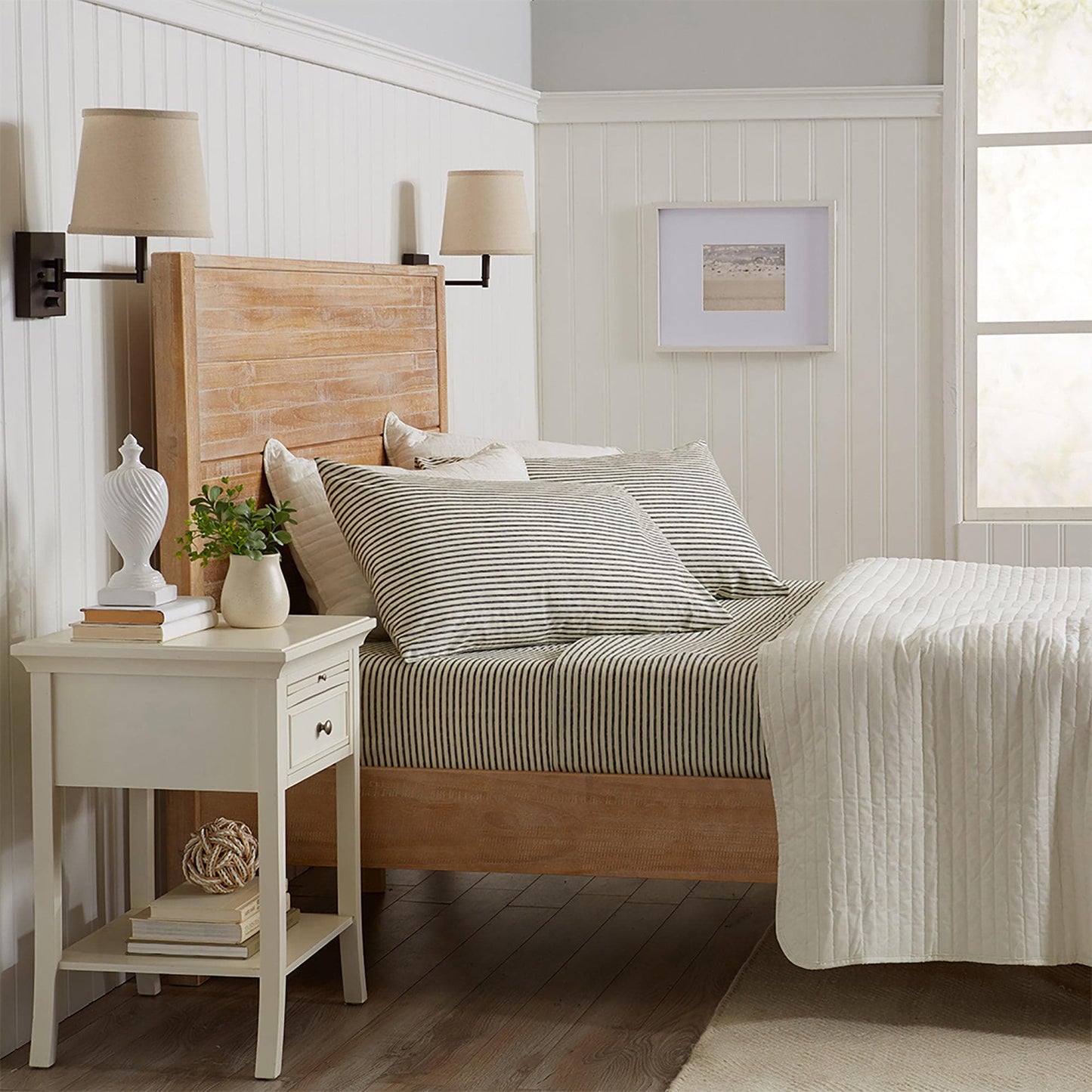 Evette Collection Striped Microfiber Sheet Set with Colorfast Stripes and Easy Care Comfort