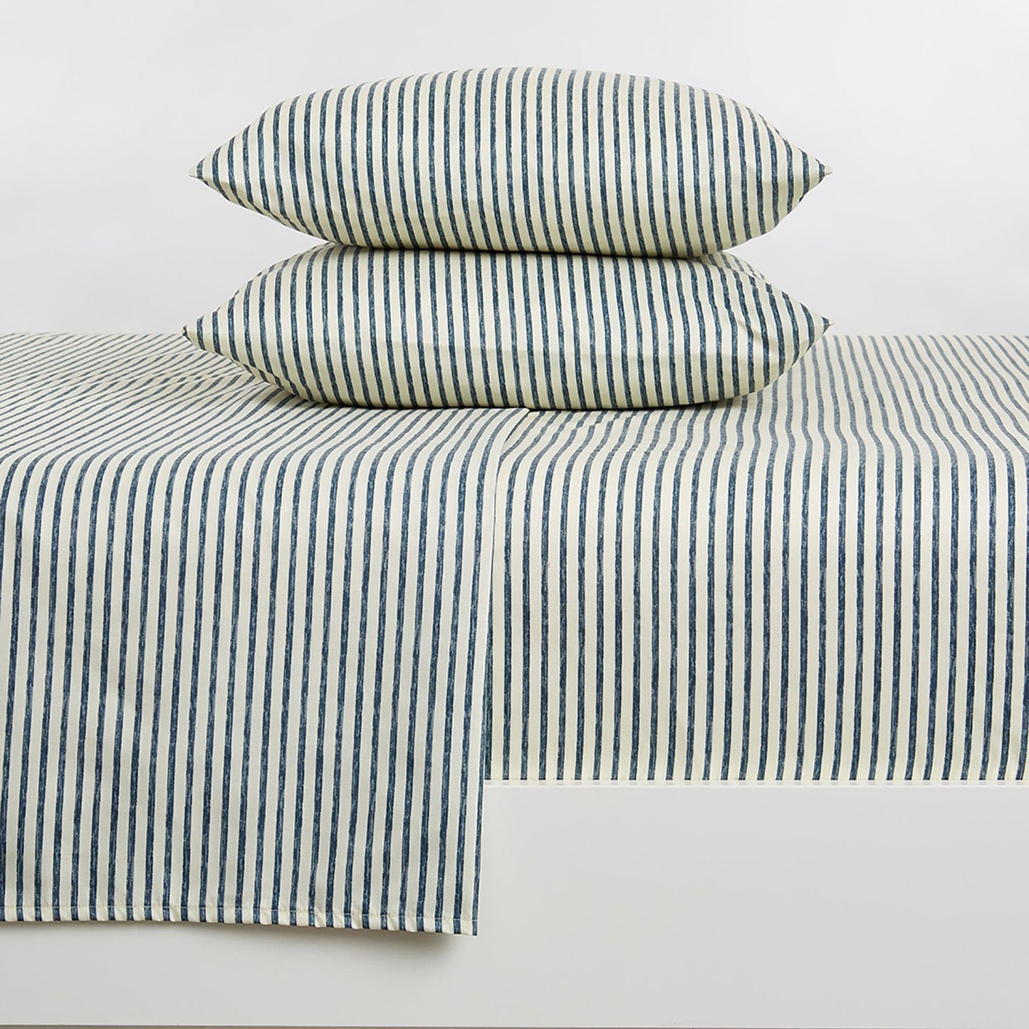 Evette Collection Striped Microfiber Sheet Set with Colorfast Stripes and Easy Care Comfort