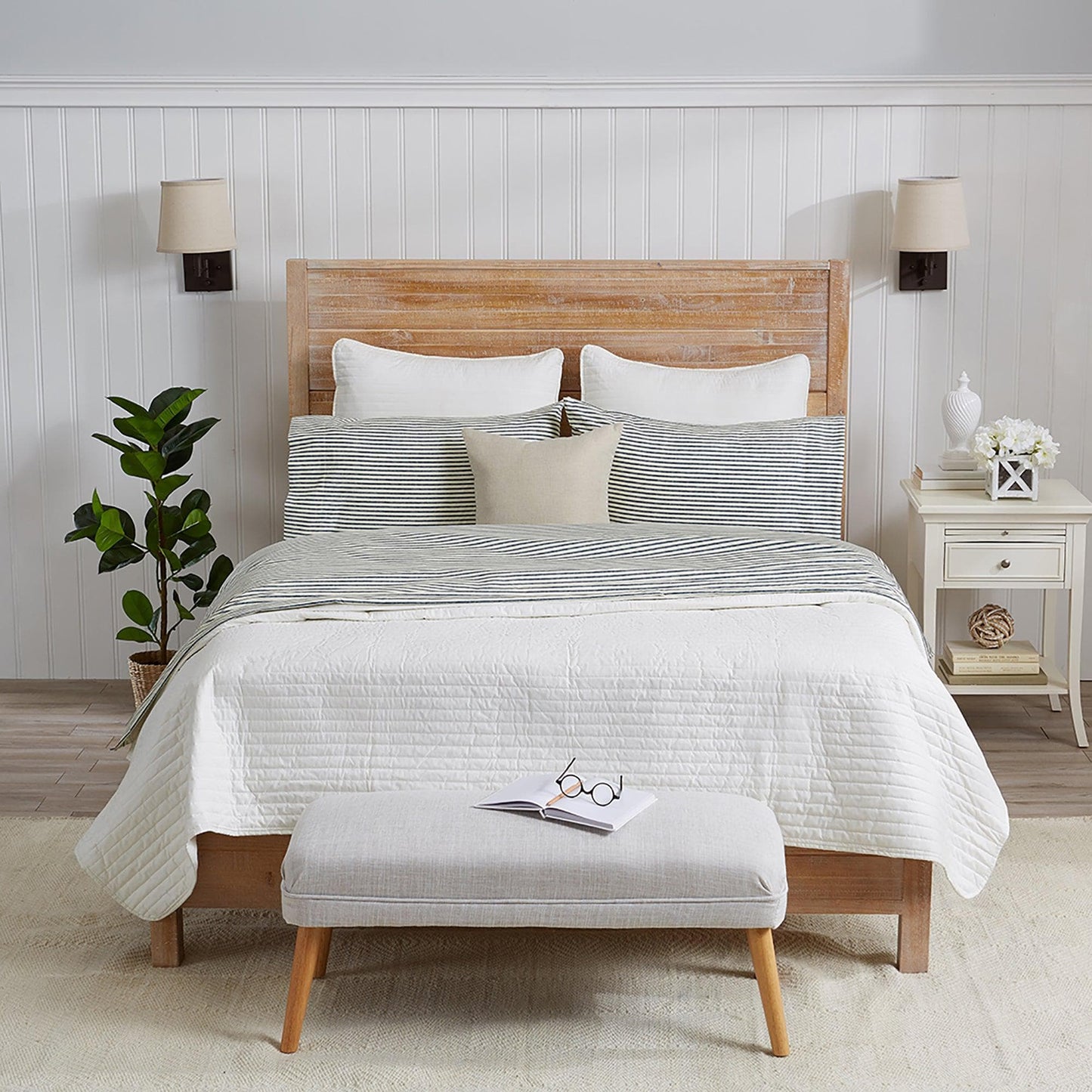 Evette Collection Striped Microfiber Sheet Set with Colorfast Stripes and Easy Care Comfort