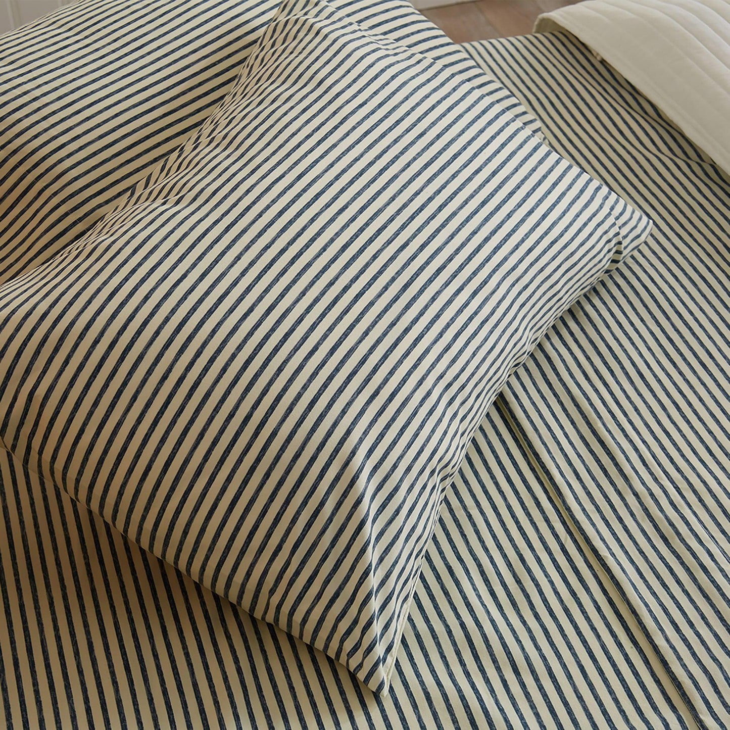 Evette Collection Striped Microfiber Sheet Set with Colorfast Stripes and Easy Care Comfort