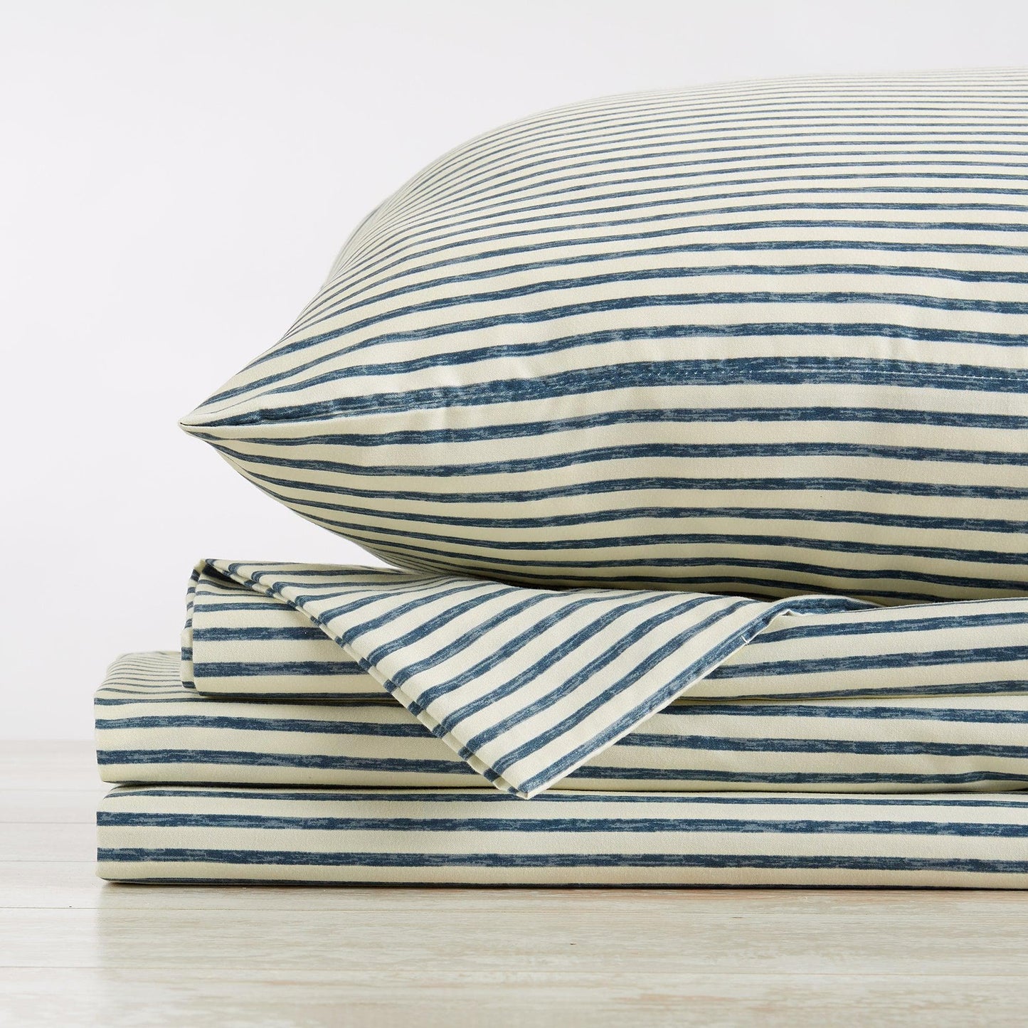 Evette Collection Striped Microfiber Sheet Set with Colorfast Stripes and Easy Care Comfort