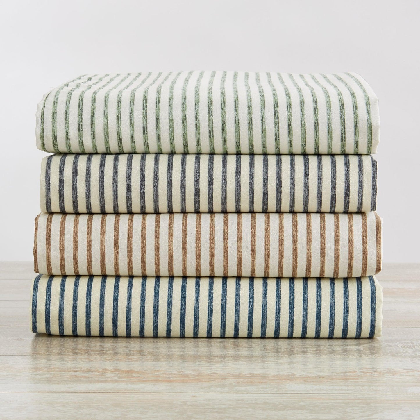 Evette Collection Striped Microfiber Sheet Set with Colorfast Stripes and Easy Care Comfort