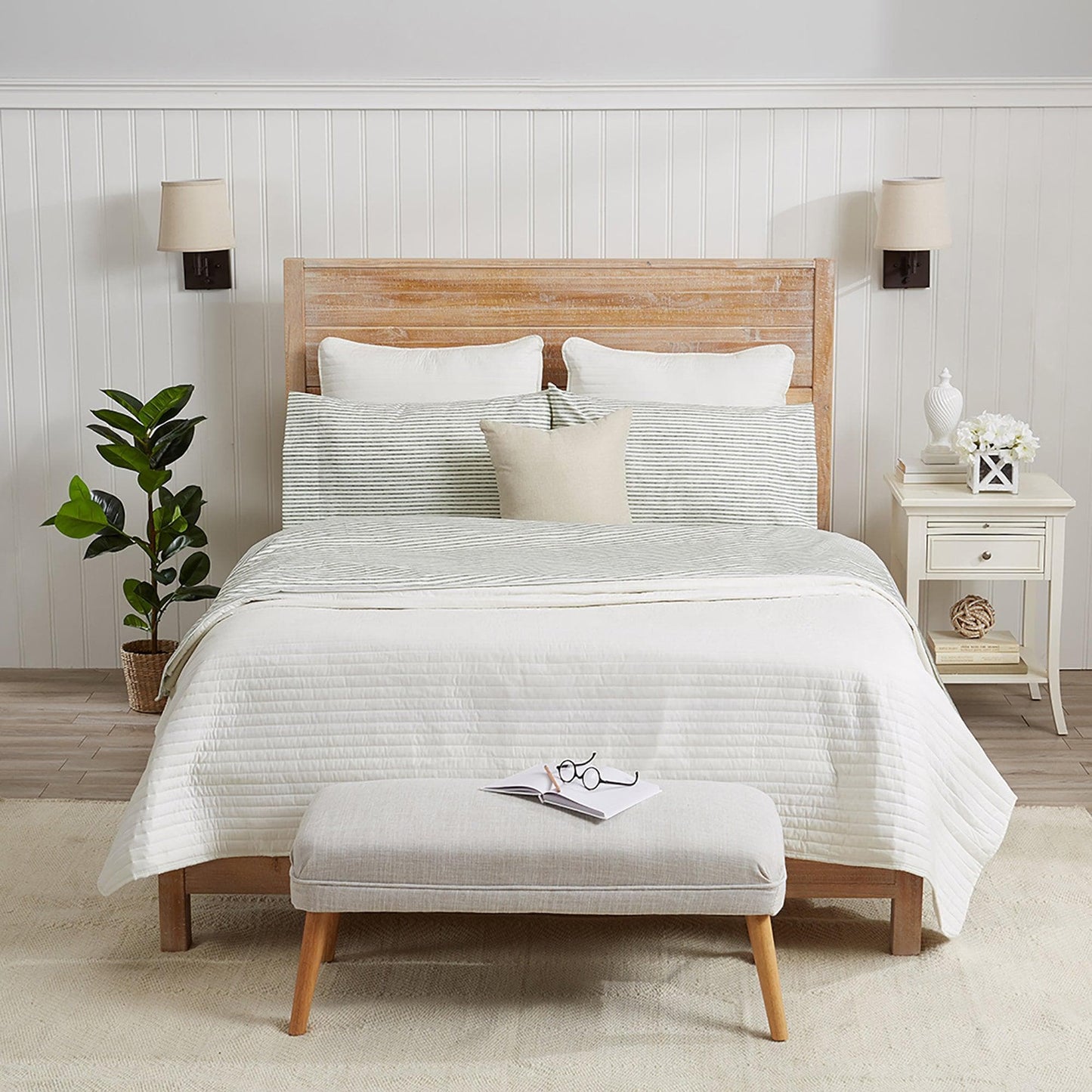 Evette Collection Striped Microfiber Sheet Set with Colorfast Stripes and Easy Care Comfort