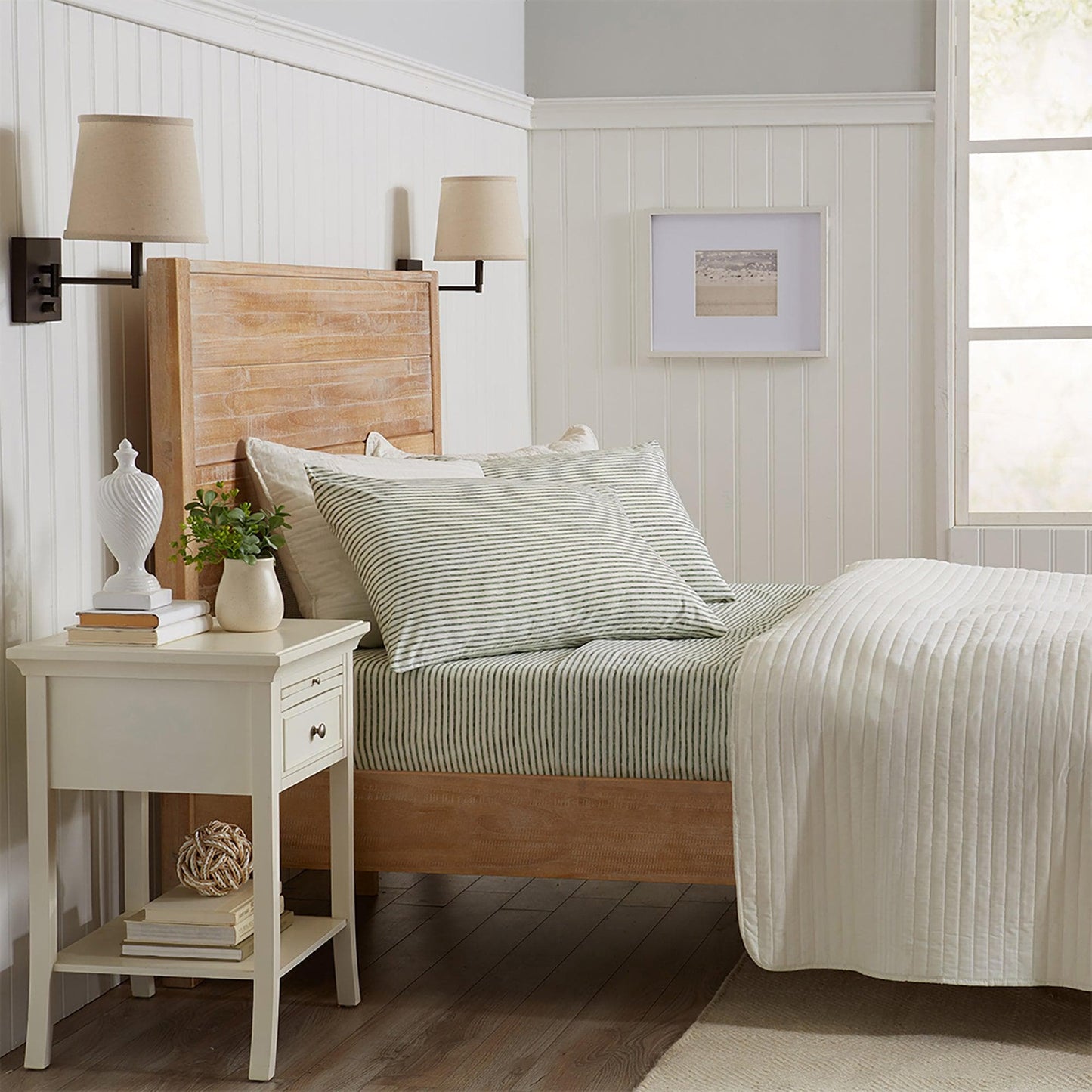 Evette Collection Striped Microfiber Sheet Set with Colorfast Stripes and Easy Care Comfort