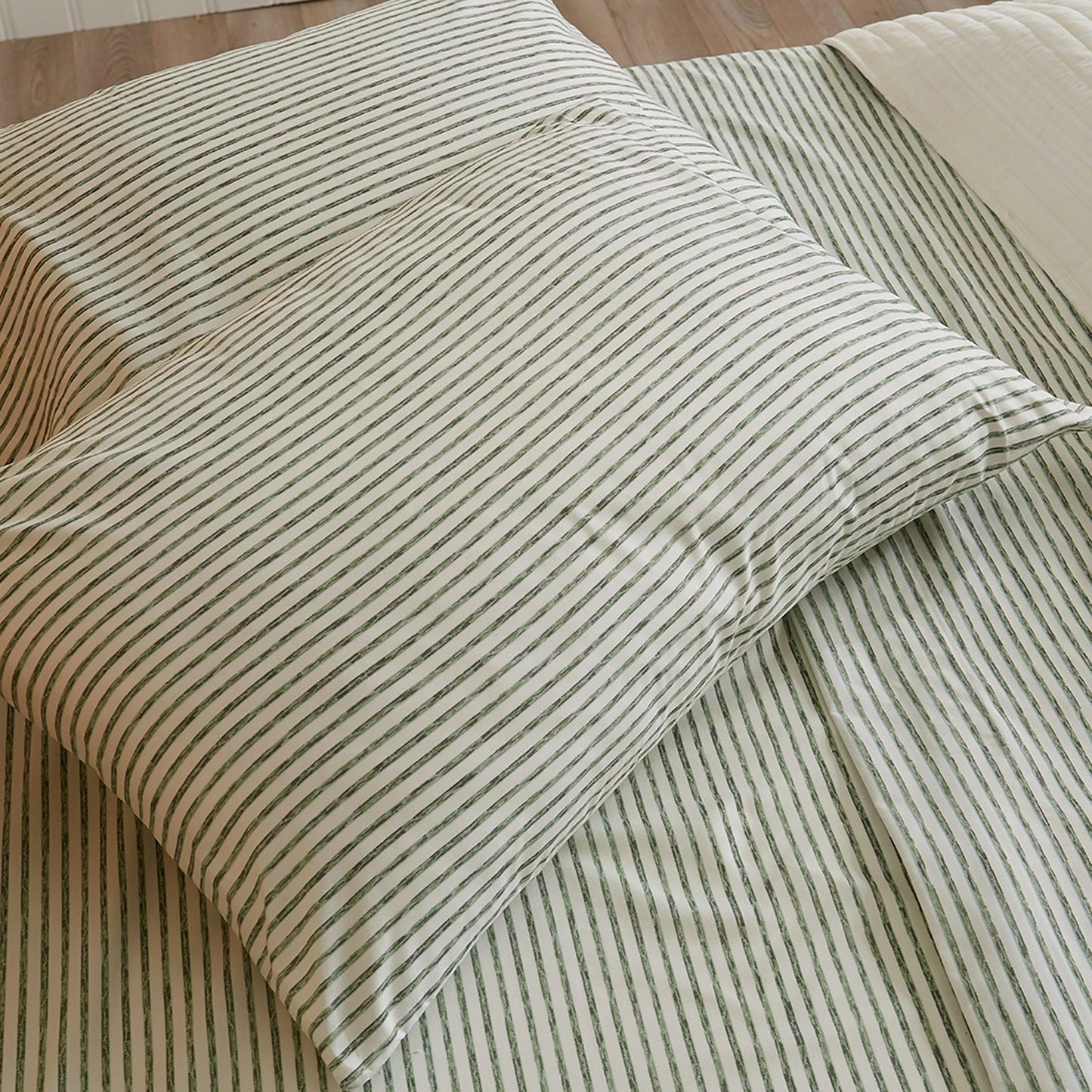 Evette Collection Striped Microfiber Sheet Set with Colorfast Stripes and Easy Care Comfort