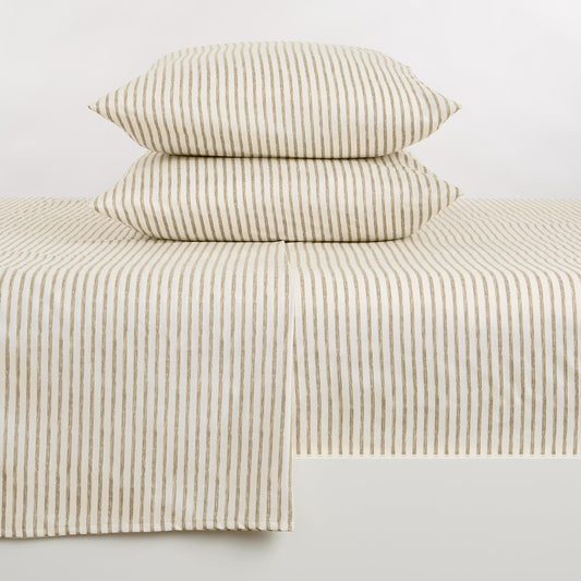 Evette Collection Striped Microfiber Sheet Set with Colorfast Stripes and Easy Care Comfort