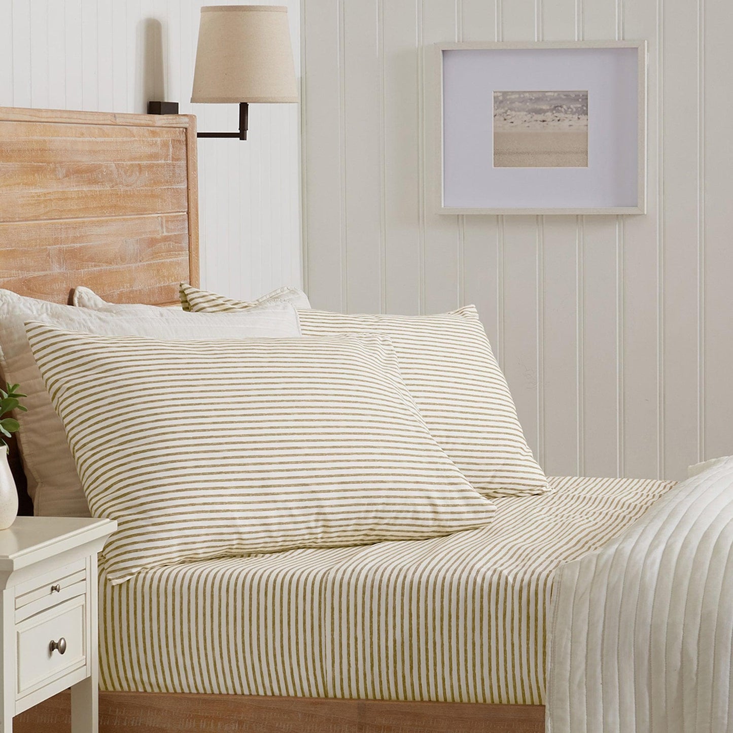 Evette Collection Striped Microfiber Sheet Set with Colorfast Stripes and Easy Care Comfort