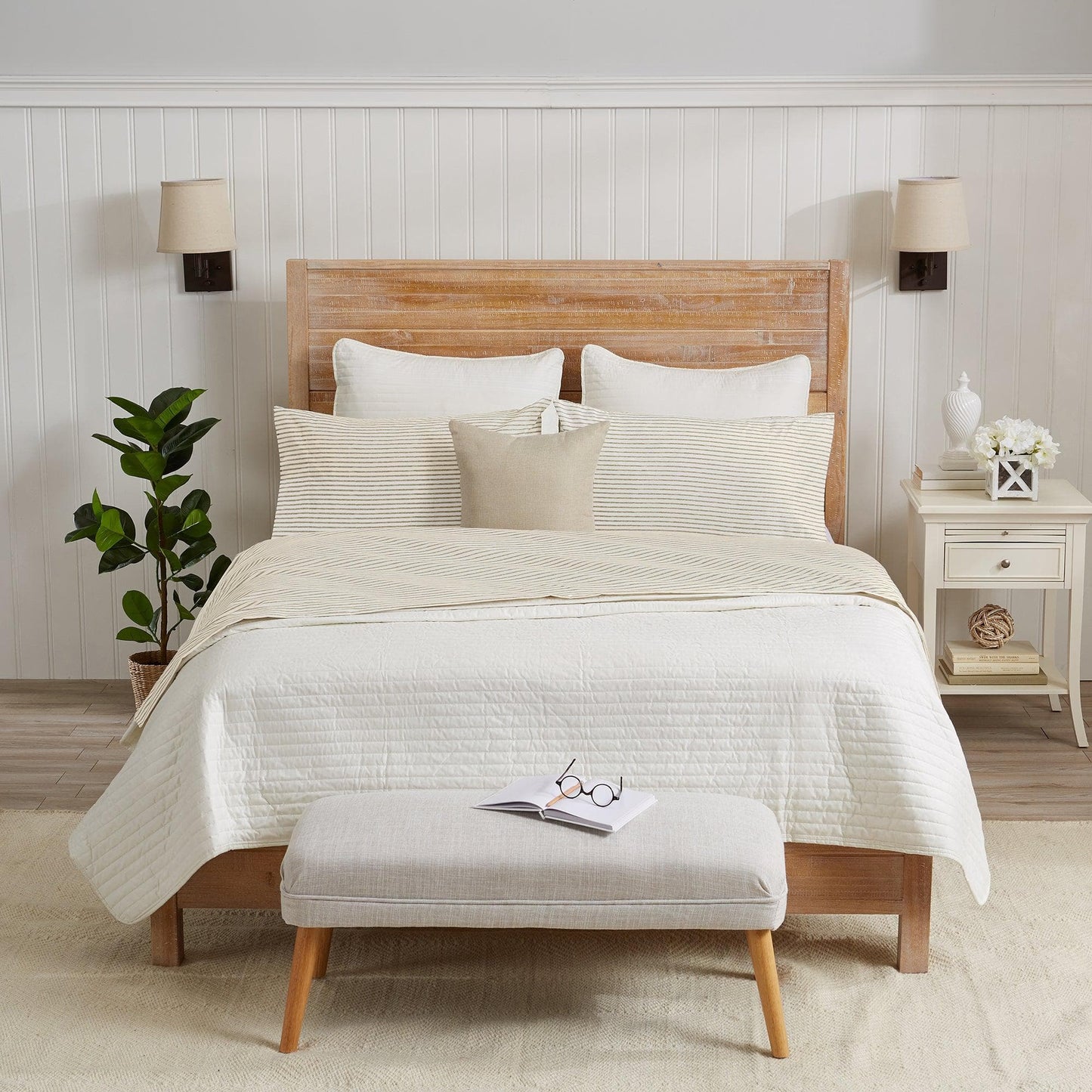 Evette Collection Striped Microfiber Sheet Set with Colorfast Stripes and Easy Care Comfort