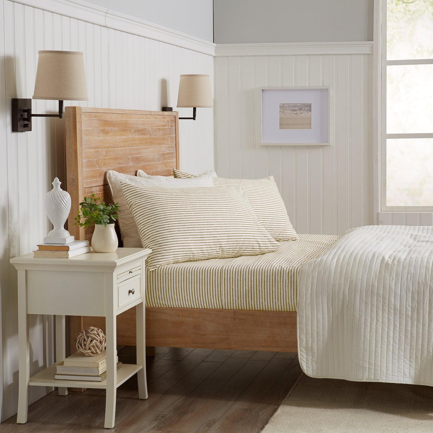 Evette Collection Striped Microfiber Sheet Set with Colorfast Stripes and Easy Care Comfort