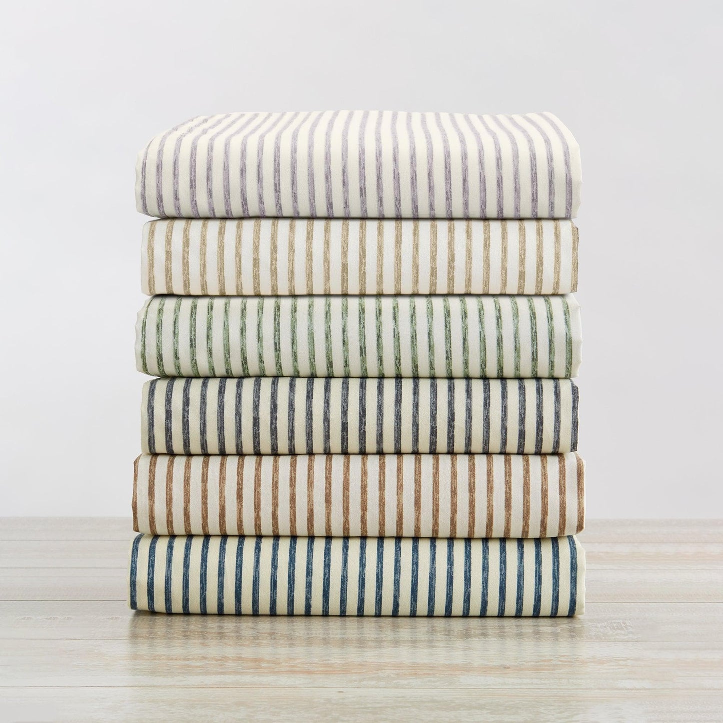 Evette Collection Striped Microfiber Sheet Set with Colorfast Stripes and Easy Care Comfort