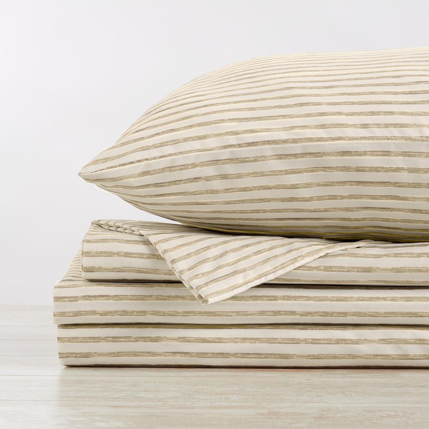Evette Collection Striped Microfiber Sheet Set with Colorfast Stripes and Easy Care Comfort