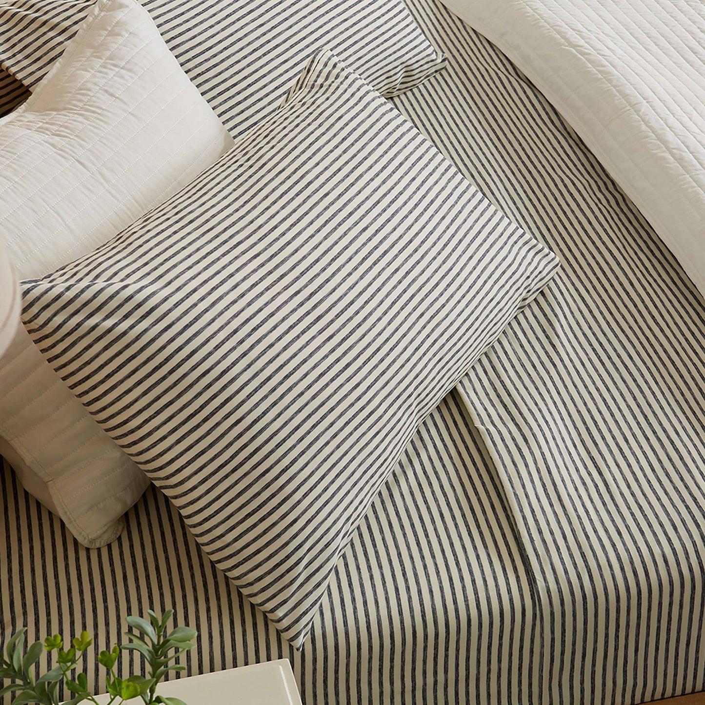 Evette Collection Striped Microfiber Sheet Set with Colorfast Stripes and Easy Care Comfort