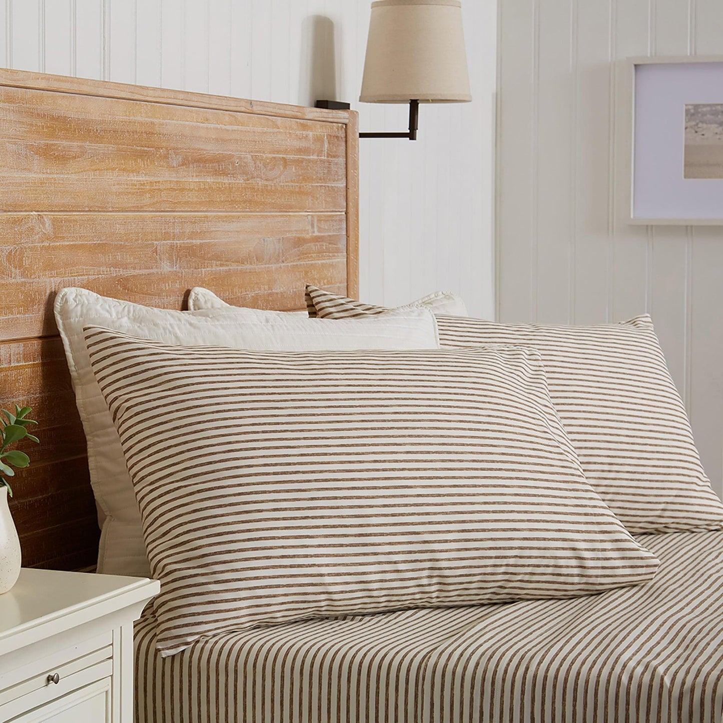 Evette Collection Striped Microfiber Sheet Set with Colorfast Stripes and Easy Care Comfort