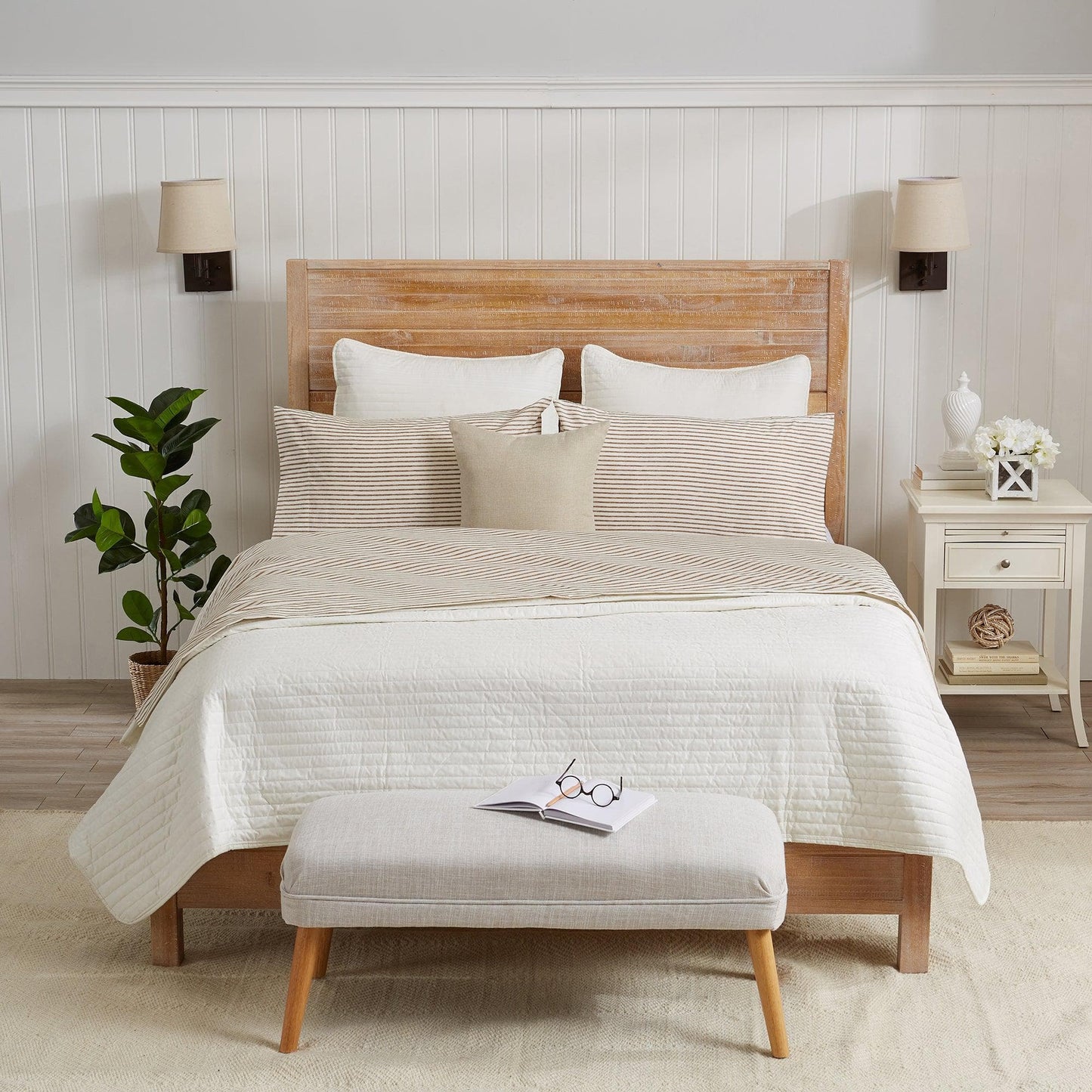 Evette Collection Striped Microfiber Sheet Set with Colorfast Stripes and Easy Care Comfort
