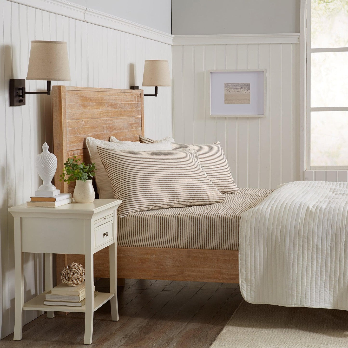 Evette Collection Striped Microfiber Sheet Set with Colorfast Stripes and Easy Care Comfort