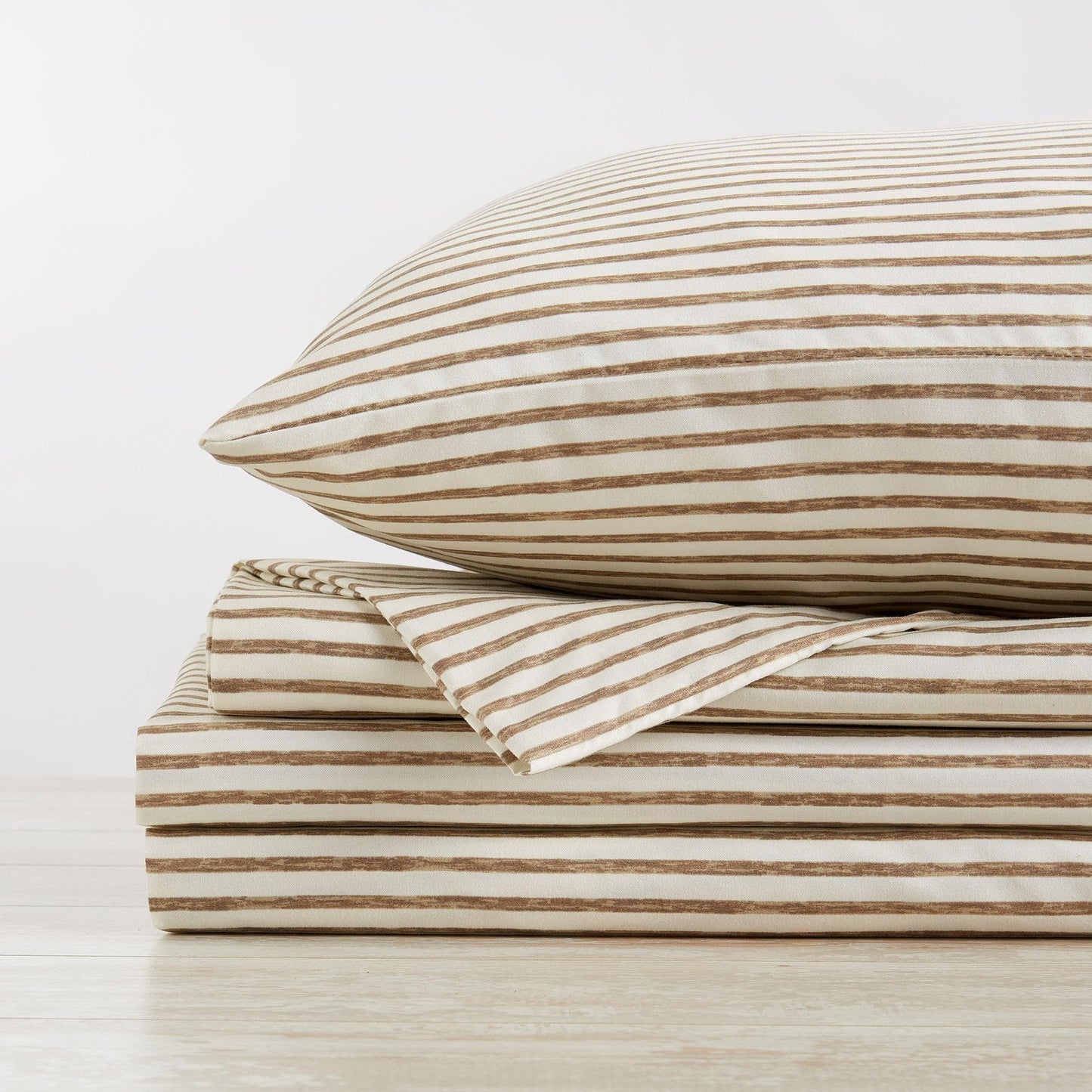 Evette Collection Striped Microfiber Sheet Set with Colorfast Stripes and Easy Care Comfort