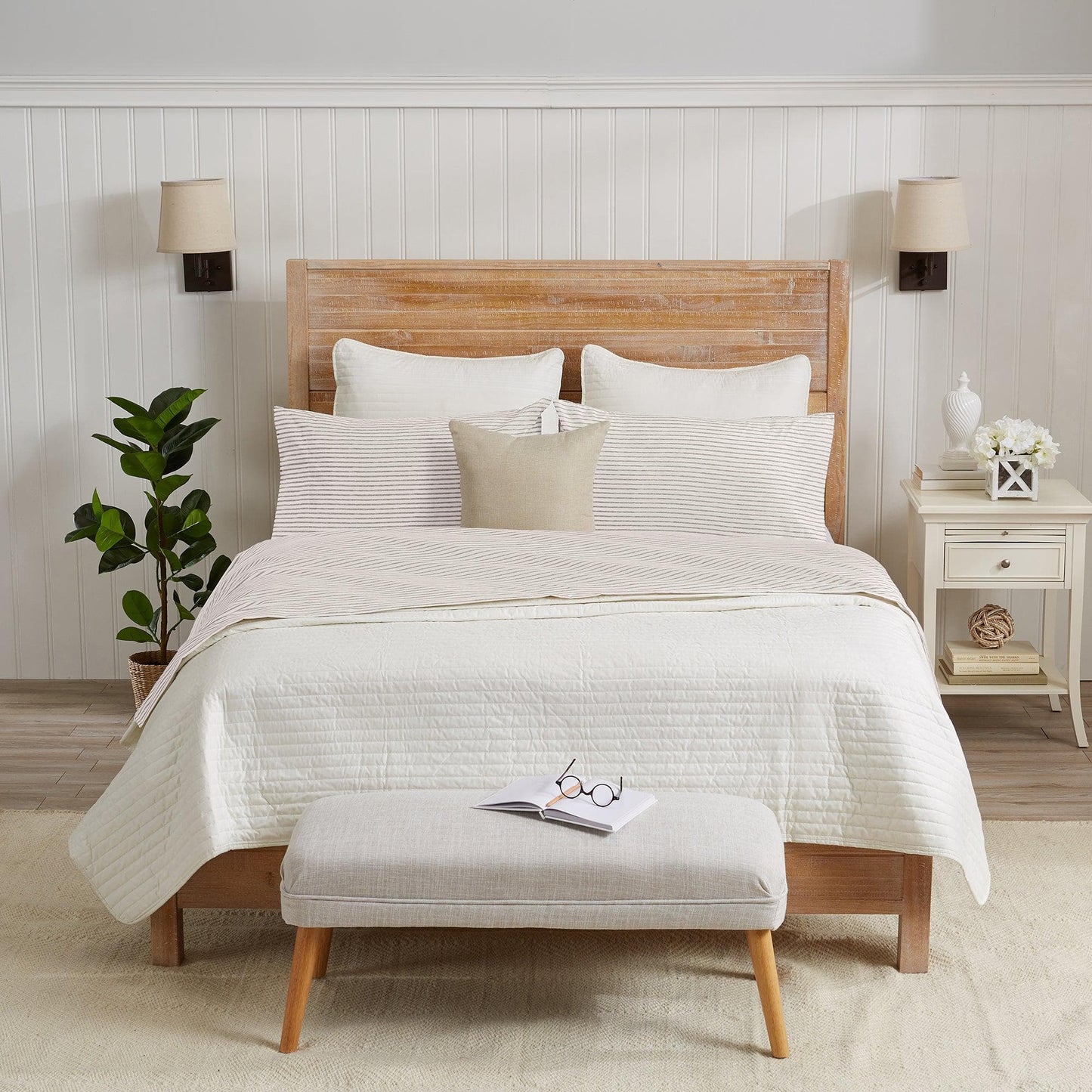 Evette Collection Striped Microfiber Sheet Set with Colorfast Stripes and Easy Care Comfort