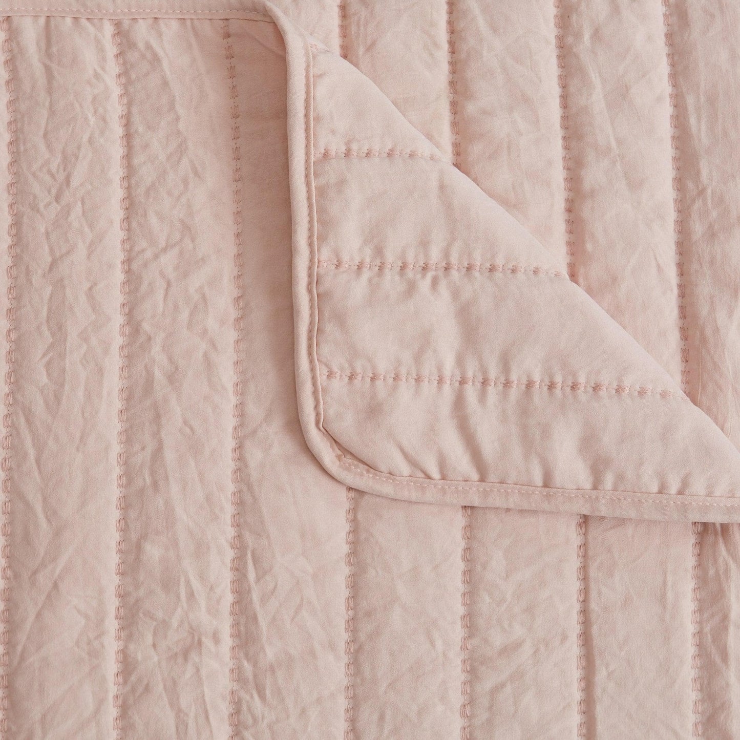 3 Piece Solid Striped Quilt From The Virginia Collection For Luxurious Breathable Bedroom Comfort