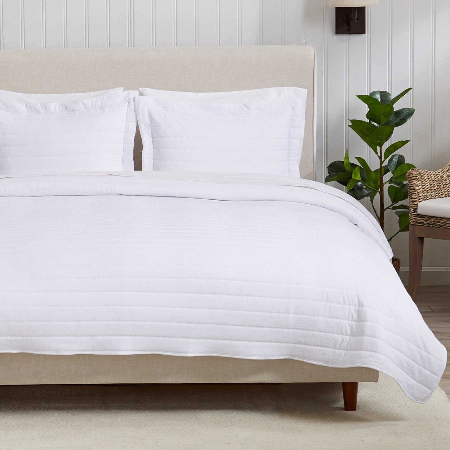 3 Piece Solid Striped Quilt From The Virginia Collection For Luxurious Breathable Bedroom Comfort