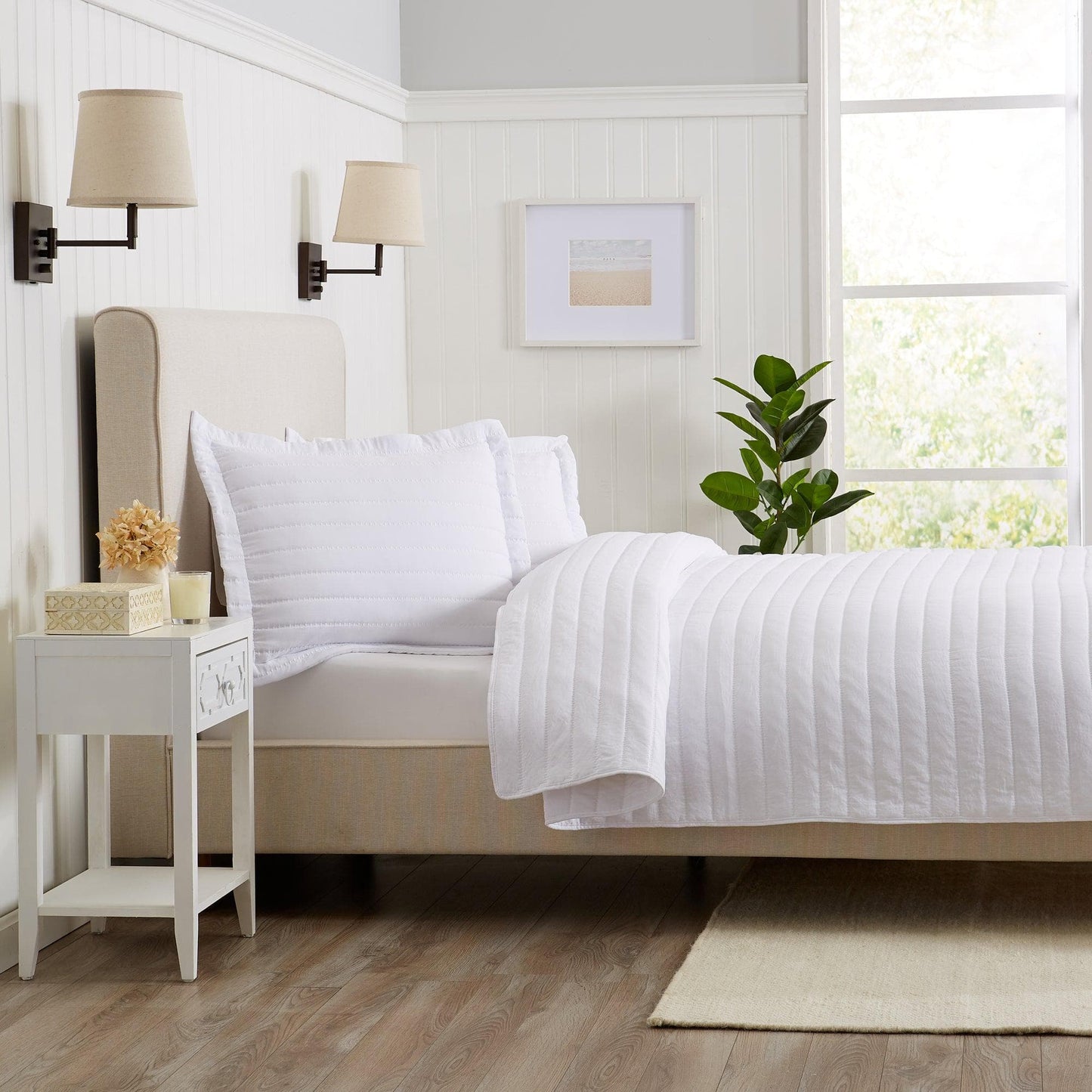 3 Piece Solid Striped Quilt From The Virginia Collection For Luxurious Breathable Bedroom Comfort