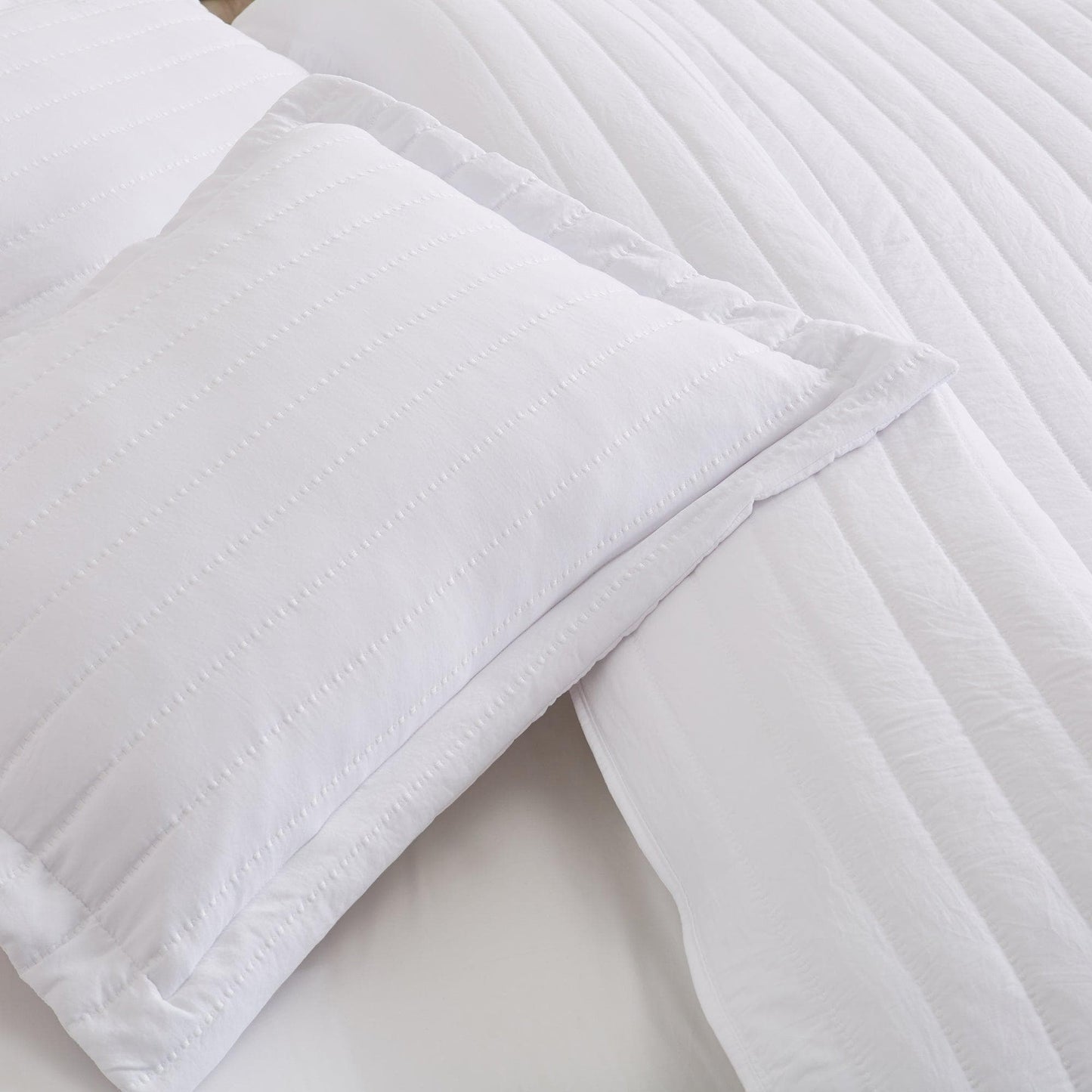 3 Piece Solid Striped Quilt From The Virginia Collection For Luxurious Breathable Bedroom Comfort