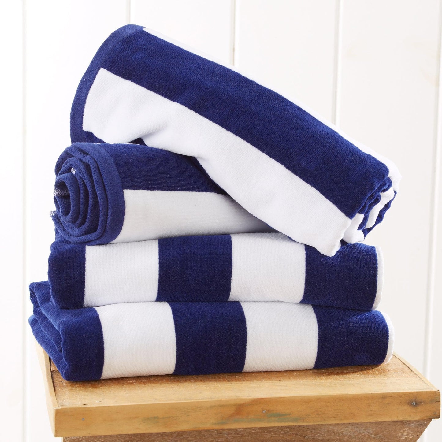 Oversized Cotton Velour Cabana Stripe Beach Towel Novia Collection Ultra Soft for Beach Poolside Camping