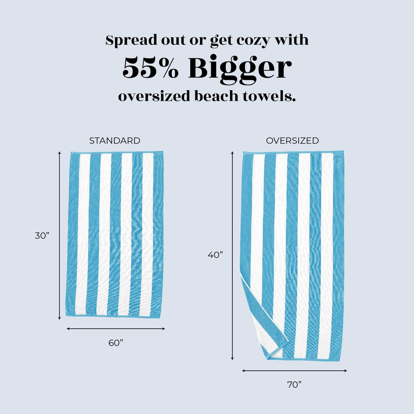 Oversized Cotton Velour Cabana Stripe Beach Towel Novia Collection Ultra Soft for Beach Poolside Camping