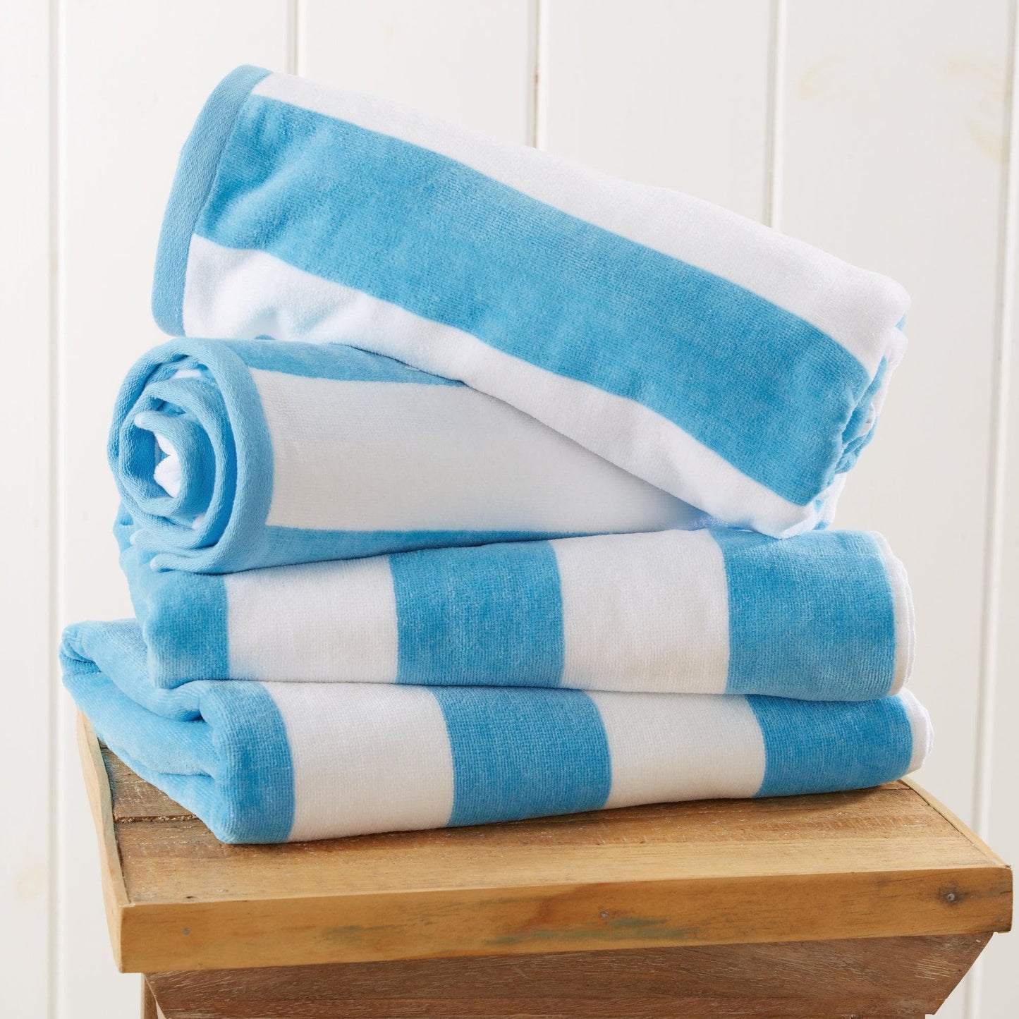 Oversized Cotton Velour Cabana Stripe Beach Towel Novia Collection Ultra Soft for Beach Poolside Camping