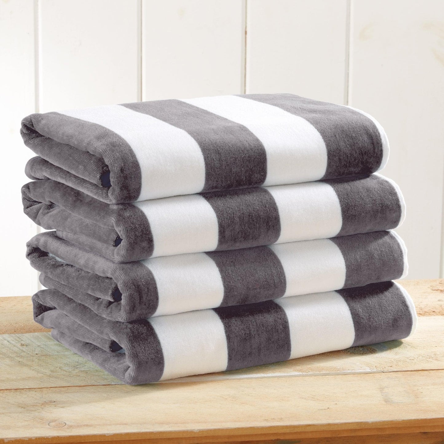 Oversized Cotton Velour Cabana Stripe Beach Towel Novia Collection Ultra Soft for Beach Poolside Camping