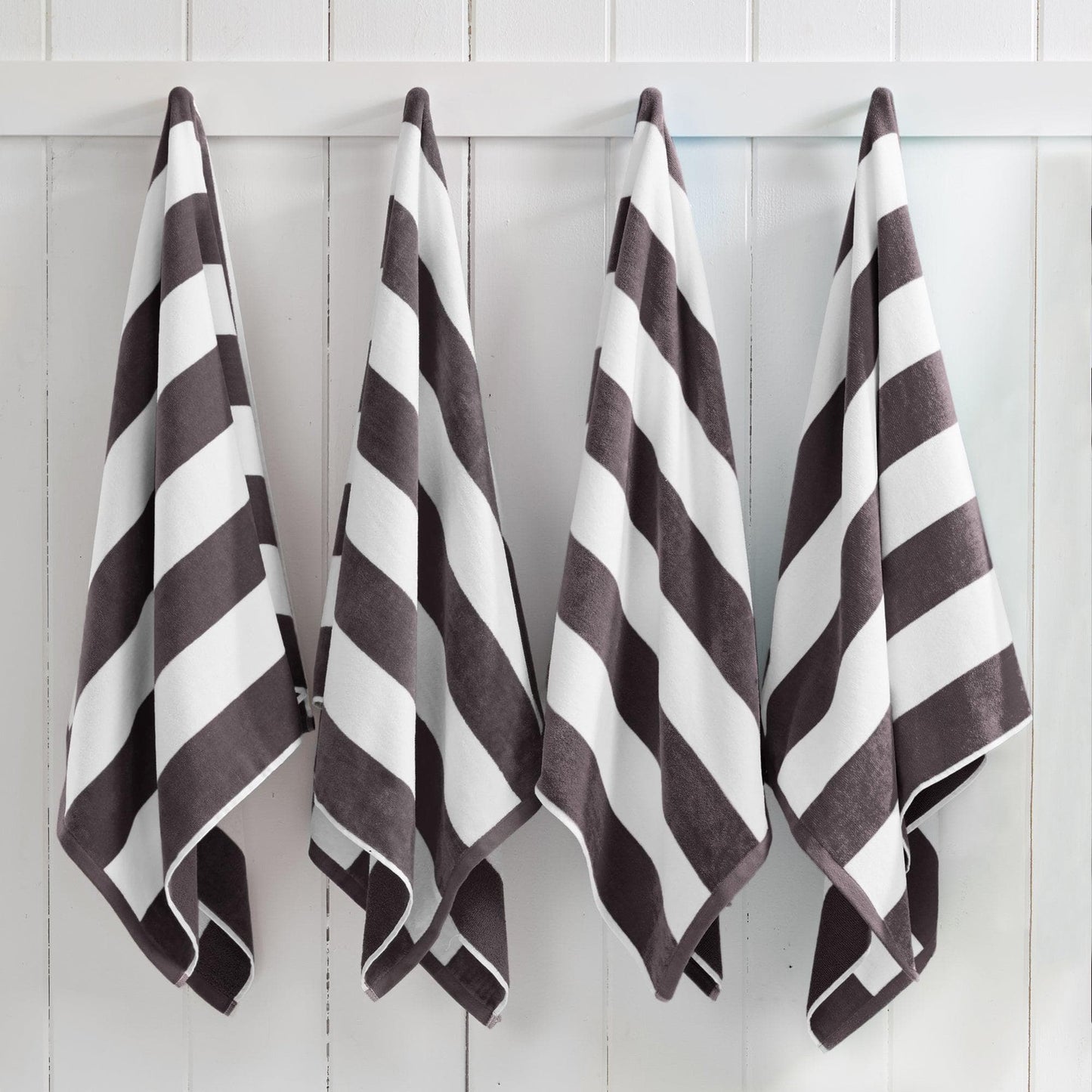 Oversized Cotton Velour Cabana Stripe Beach Towel Novia Collection Ultra Soft for Beach Poolside Camping