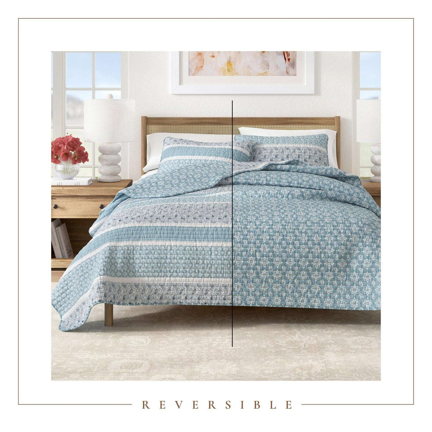 3 Piece Stripe Quilt Set Kadi Collection Soft Polyester Bedding For Bedroom Decor