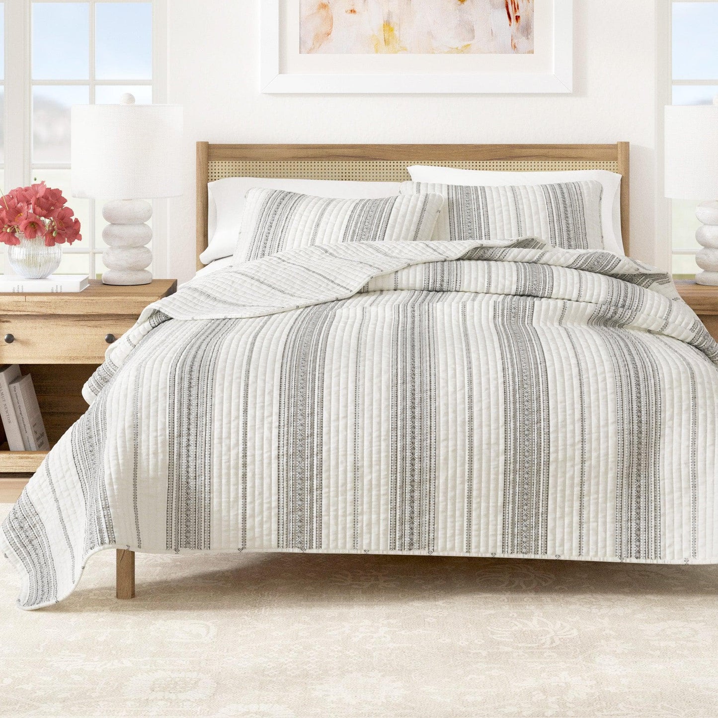 3-Piece Stripe Quilt Set Wesley Collection For Modern Bedding And Cozy Comfort Twin 2-Piece Includes Quilt And Sham