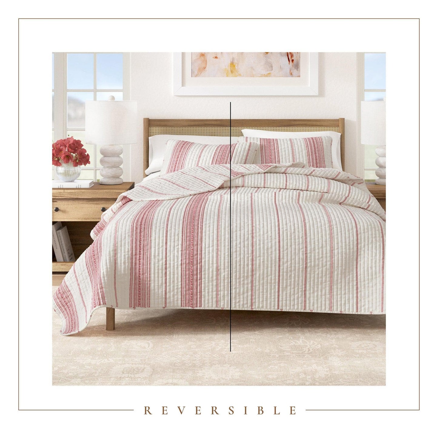 3-Piece Stripe Quilt Set Wesley Collection For Modern Bedding And Cozy Comfort Twin 2-Piece Includes Quilt And Sham