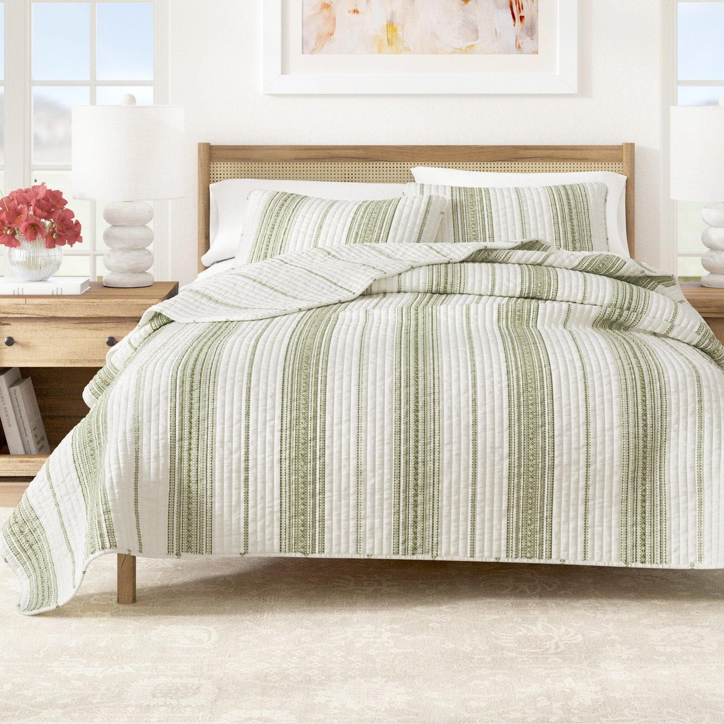 3-Piece Stripe Quilt Set Wesley Collection For Modern Bedding And Cozy Comfort Twin 2-Piece Includes Quilt And Sham