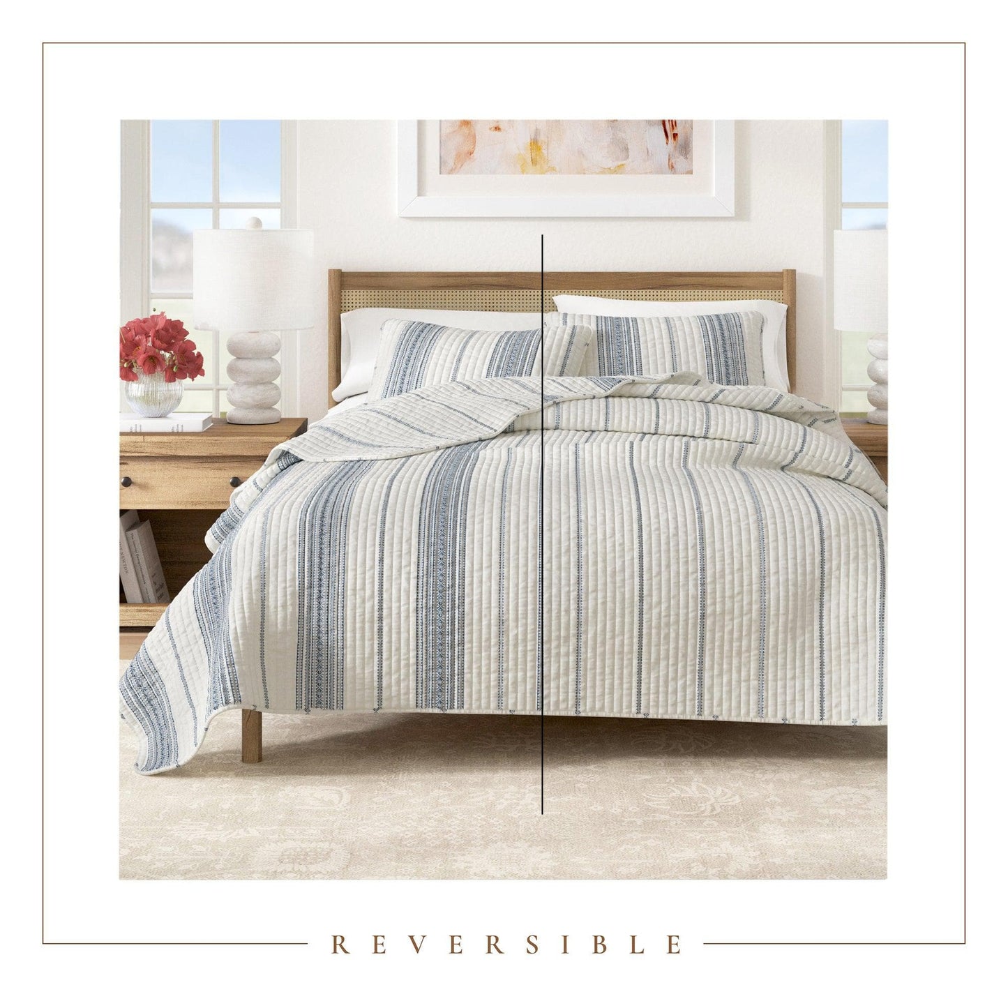 3-Piece Stripe Quilt Set Wesley Collection For Modern Bedding And Cozy Comfort Twin 2-Piece Includes Quilt And Sham