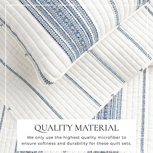 3-Piece Stripe Quilt Set Wesley Collection For Modern Bedding And Cozy Comfort Twin 2-Piece Includes Quilt And Sham