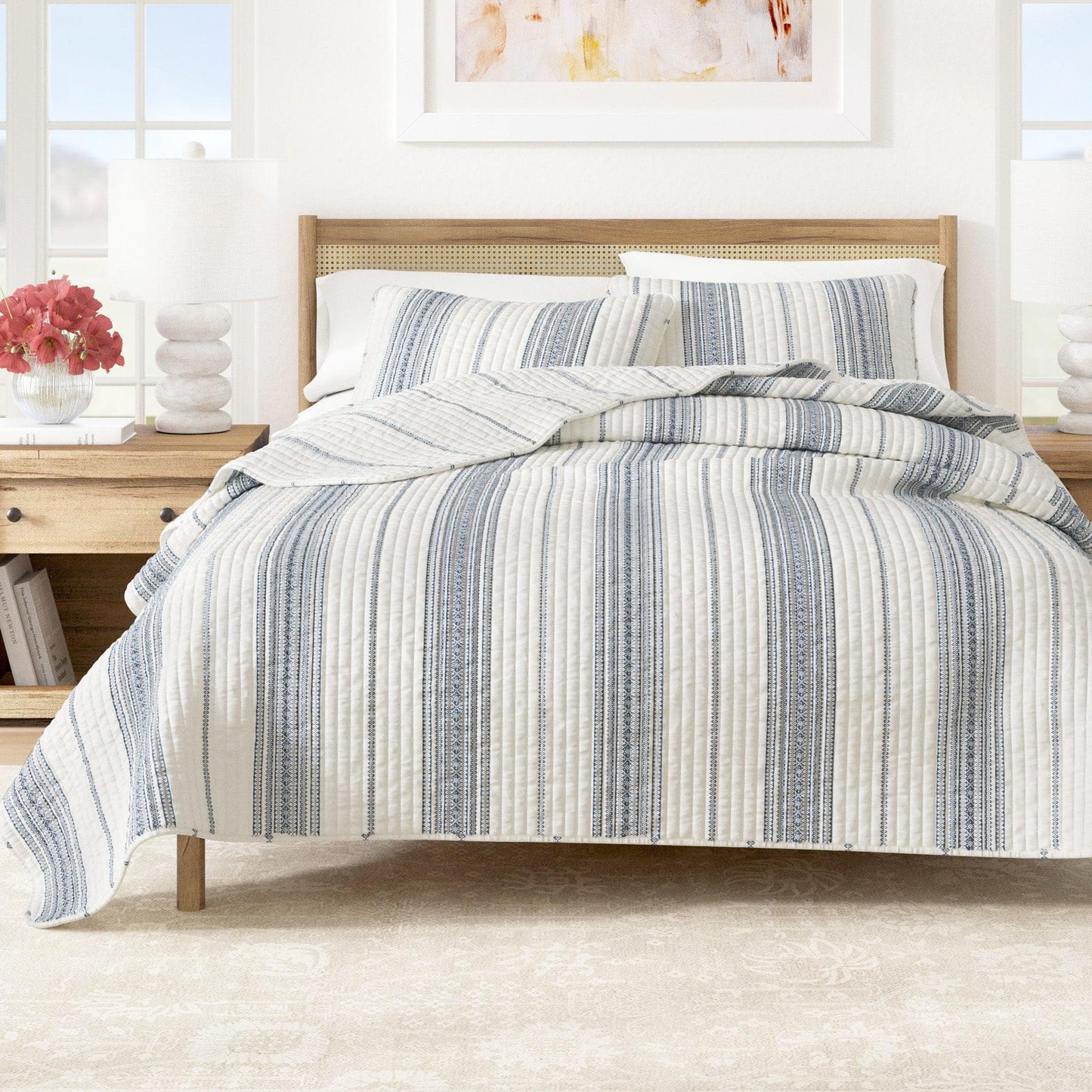 3-Piece Stripe Quilt Set Wesley Collection For Modern Bedding And Cozy Comfort Twin 2-Piece Includes Quilt And Sham
