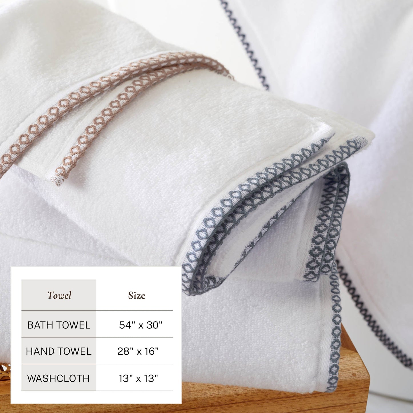 Cotton Border Stitched 6 Piece Towel Set Valery Collection Zero Twist Combed Cotton
