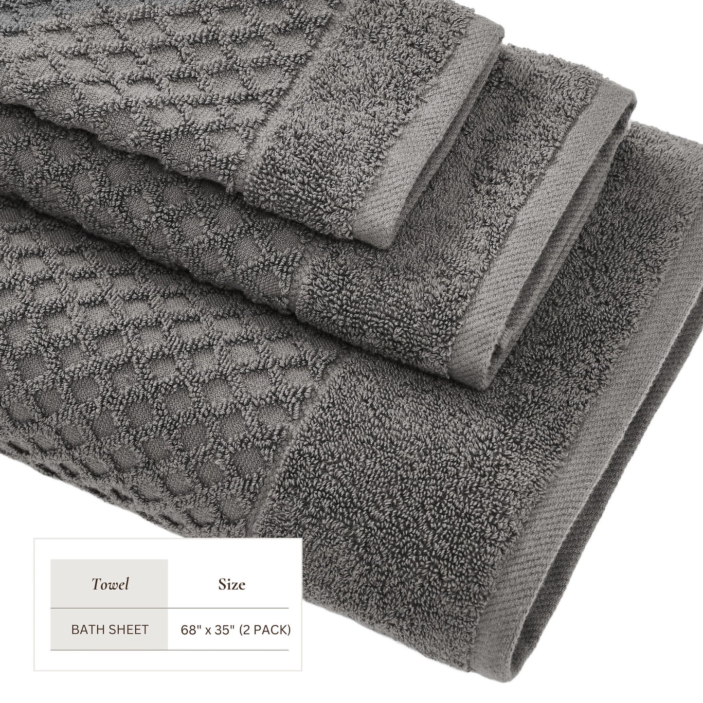 Cotton Diamond Waffle Weave Bath Towel Set Grayson Collection Low Twist Two Ply Towels For Everyday Luxury