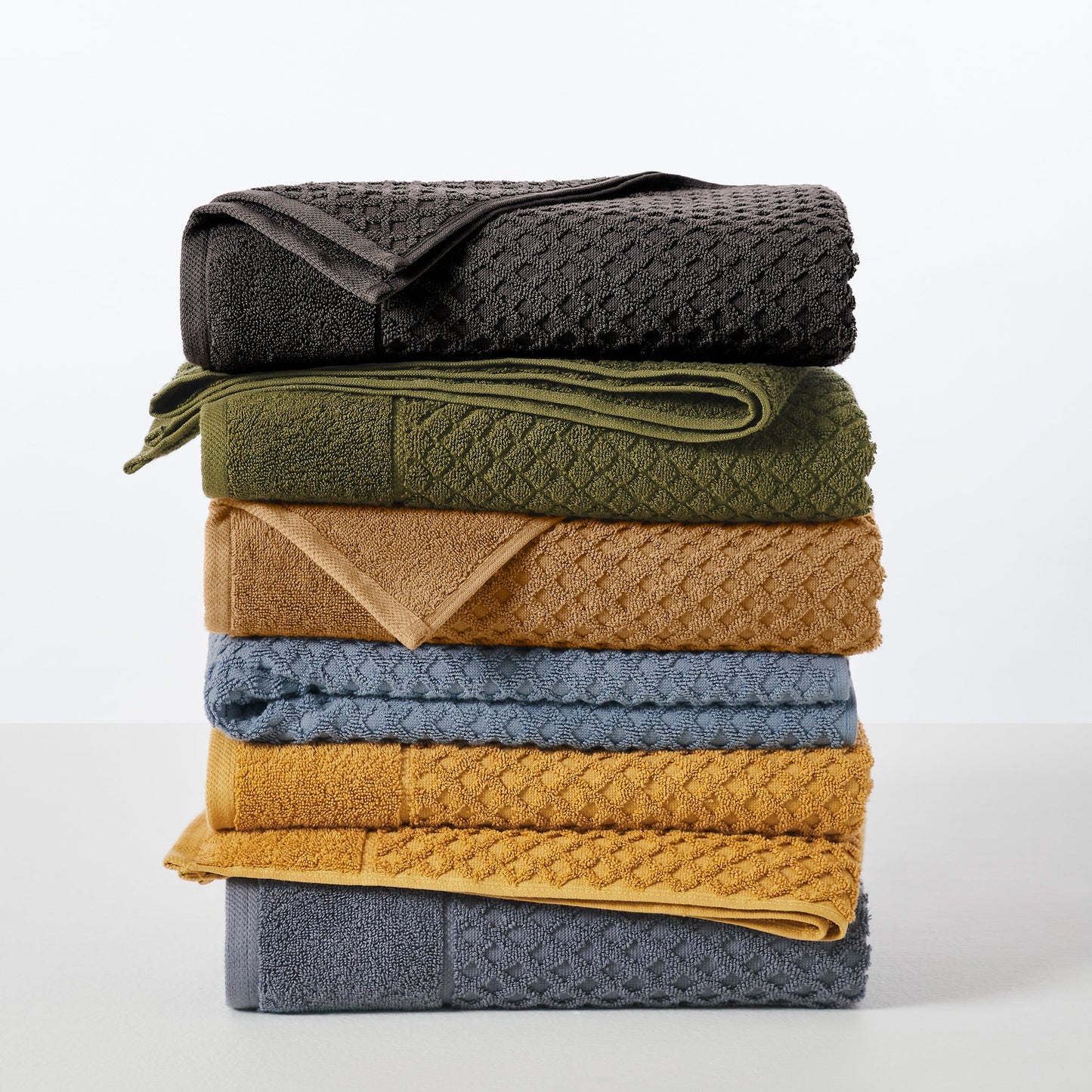 Cotton Diamond Waffle Weave Bath Towel Set Grayson Collection Low Twist Two Ply Towels For Everyday Luxury