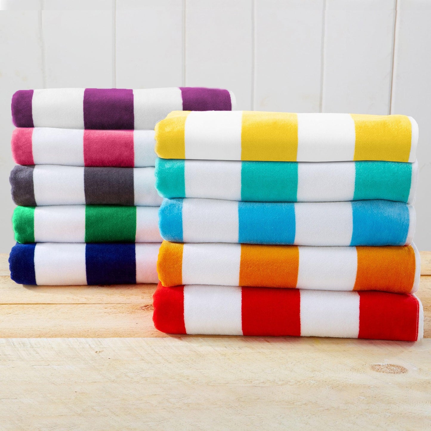 Oversized Cotton Velour Cabana Stripe Beach Towel Novia Collection Ultra Soft for Beach Poolside Camping
