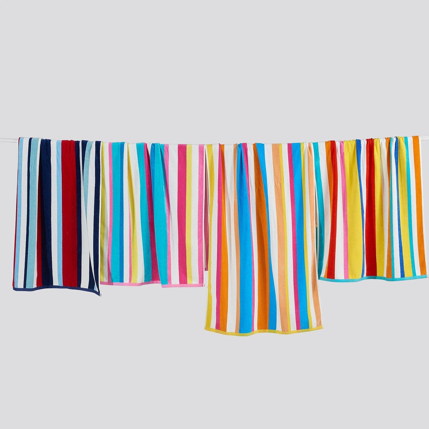 Oversized Cotton Velour Cabana Stripe Beach Towel Novia Collection Ultra Soft for Beach Poolside Camping