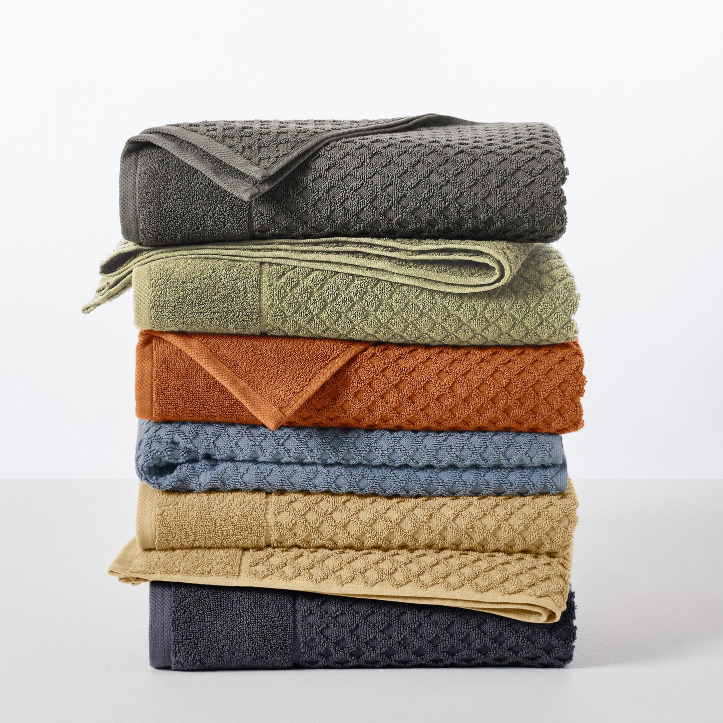Cotton Diamond Waffle Weave Bath Towel Set Grayson Collection Low Twist Two Ply Towels For Everyday Luxury