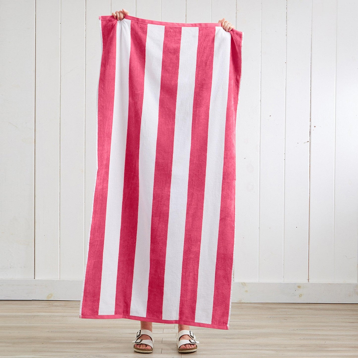 Oversized Cotton Velour Cabana Stripe Beach Towel Novia Collection Ultra Soft for Beach Poolside Camping