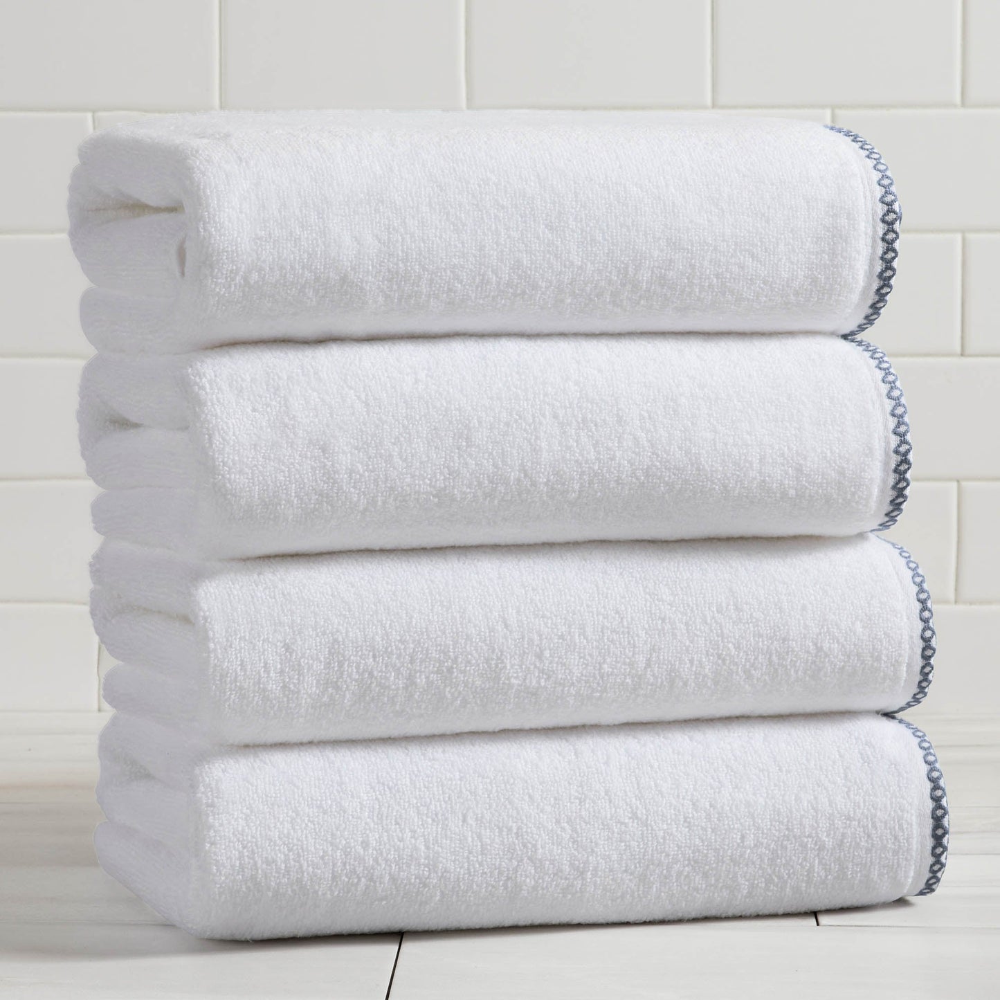 Cotton Border Stitched 6 Piece Towel Set Valery Collection Zero Twist Combed Cotton