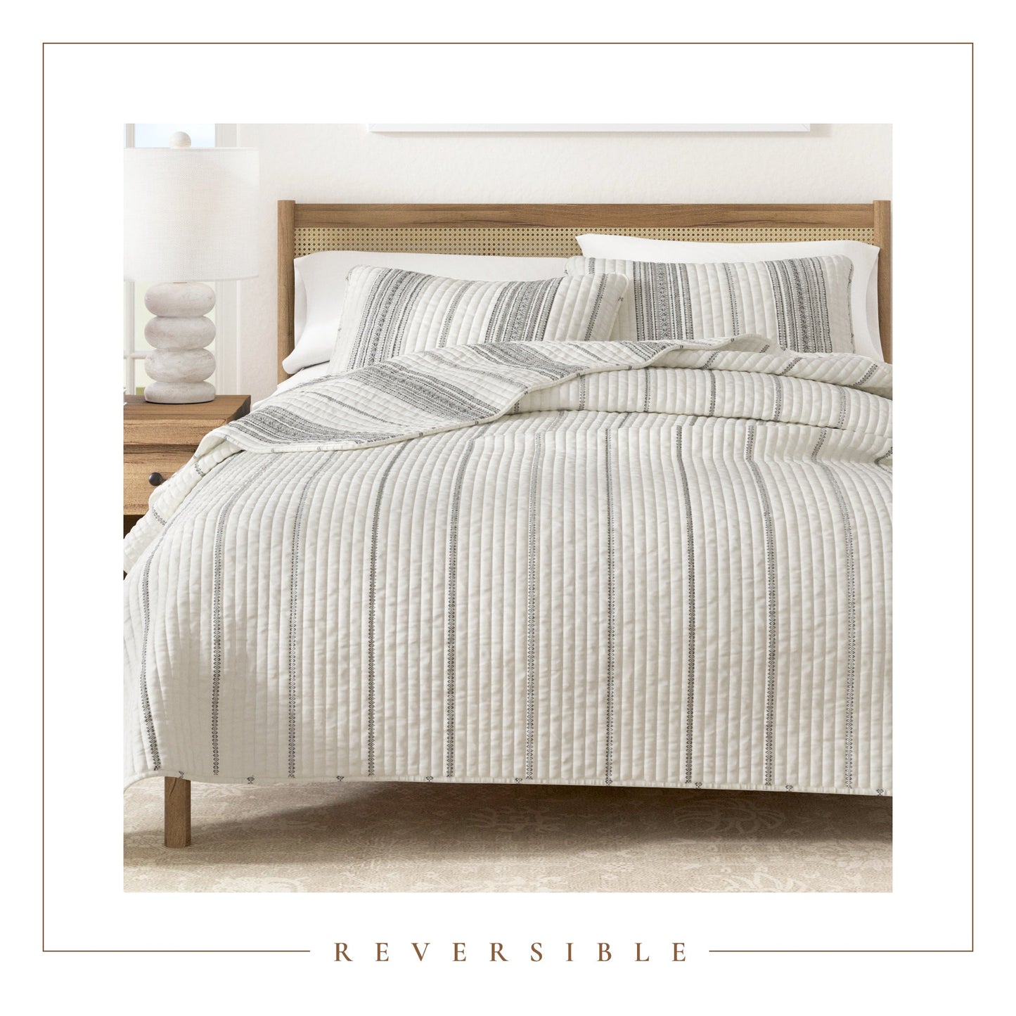 3-Piece Stripe Quilt Set Wesley Collection For Modern Bedding And Cozy Comfort Twin 2-Piece Includes Quilt And Sham